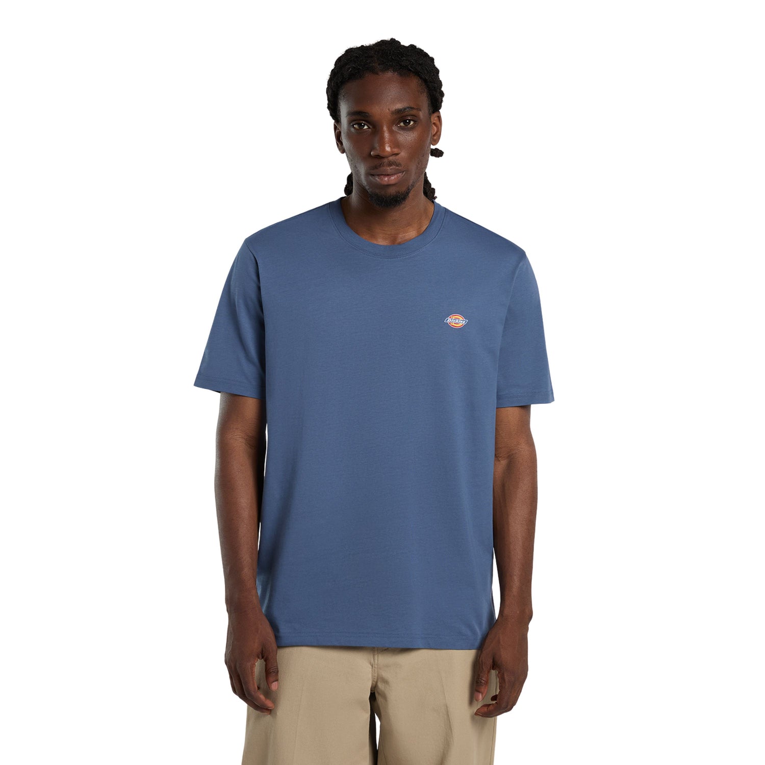 T-Shirt de manga curta para homem Dickies Mapleton em Retro Indigo. Foto da parte da frente, vestida.