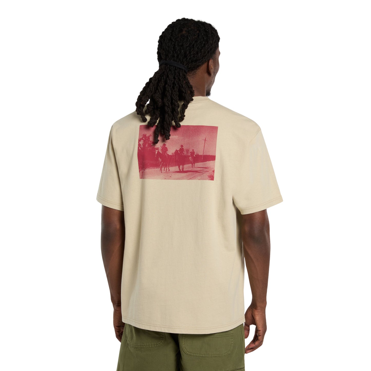 T-Shirt de manga curta para homem Dickies Millville em Eucalyptus. Foto da parte de trás, vestida.