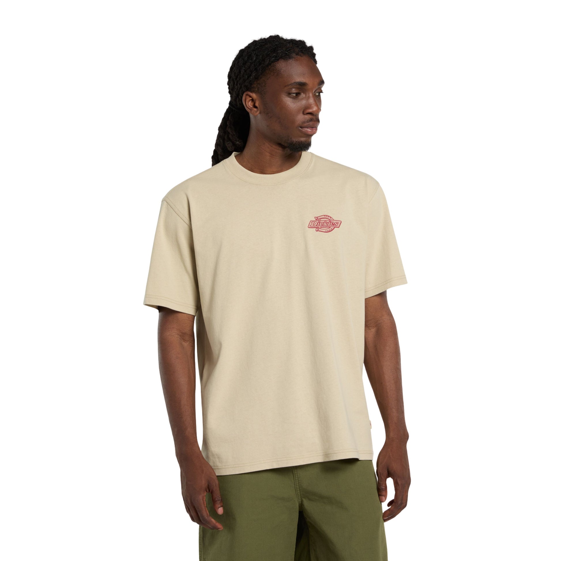 T-Shirt de manga curta para homem Dickies Millville em Eucalyptus. Foto da parte da frente, vestida.