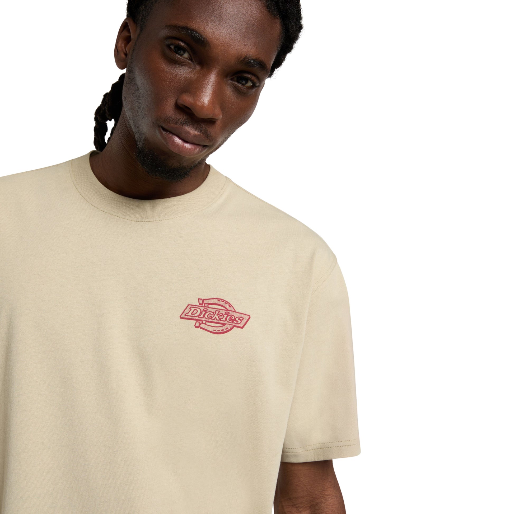 T-Shirt de manga curta para homem Dickies Millville em Eucalyptus. Foto de destaque da parte da frente, vestida.