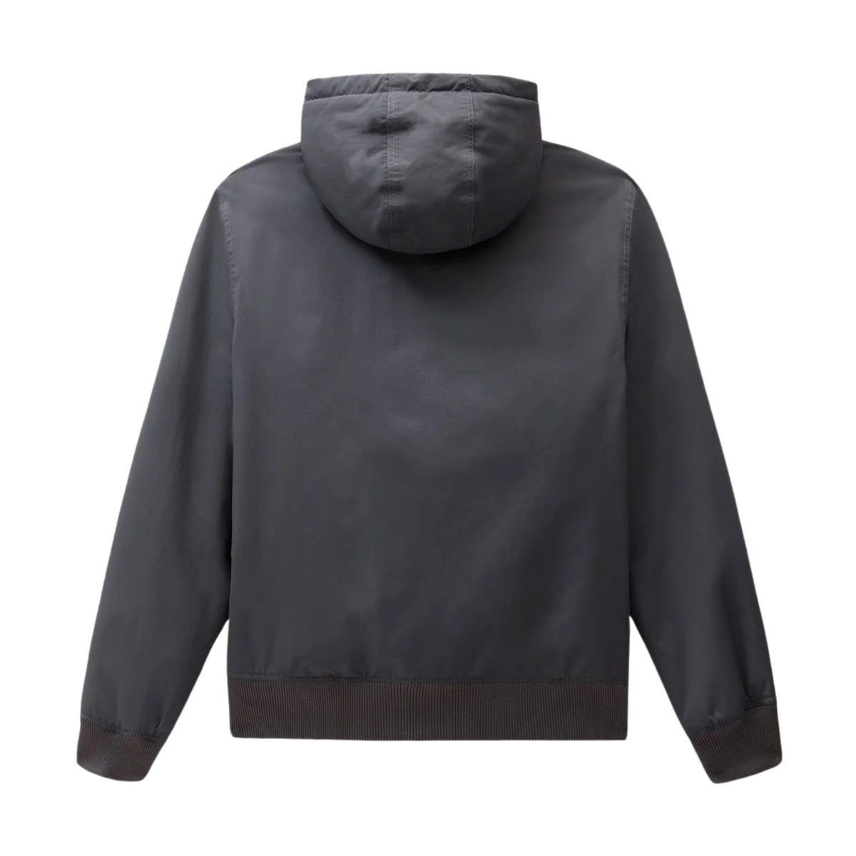 Casaco Dickies New Sarpy em Charcoal visto de costas, sem modelo, com capuz, parte traseira lisa e punhos e bainha canelados.