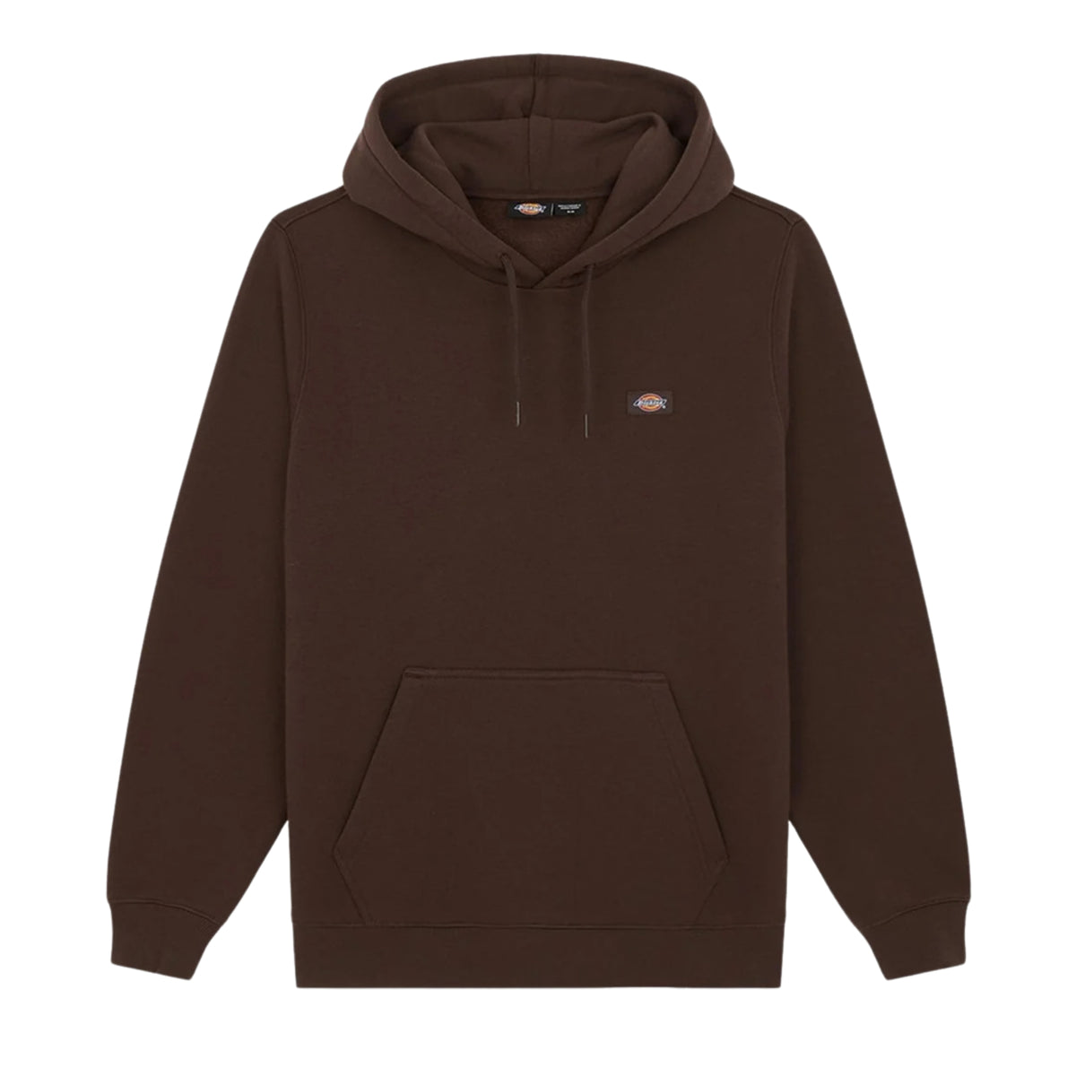 Sweat com carapuço Dickies Oakport em Chocolate Brown — flat lay de frente sobre fundo branco.