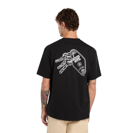 T-Shirt de manga curta para homem Dickies Plain City em Preto. Foto da parte de trás, vestida.