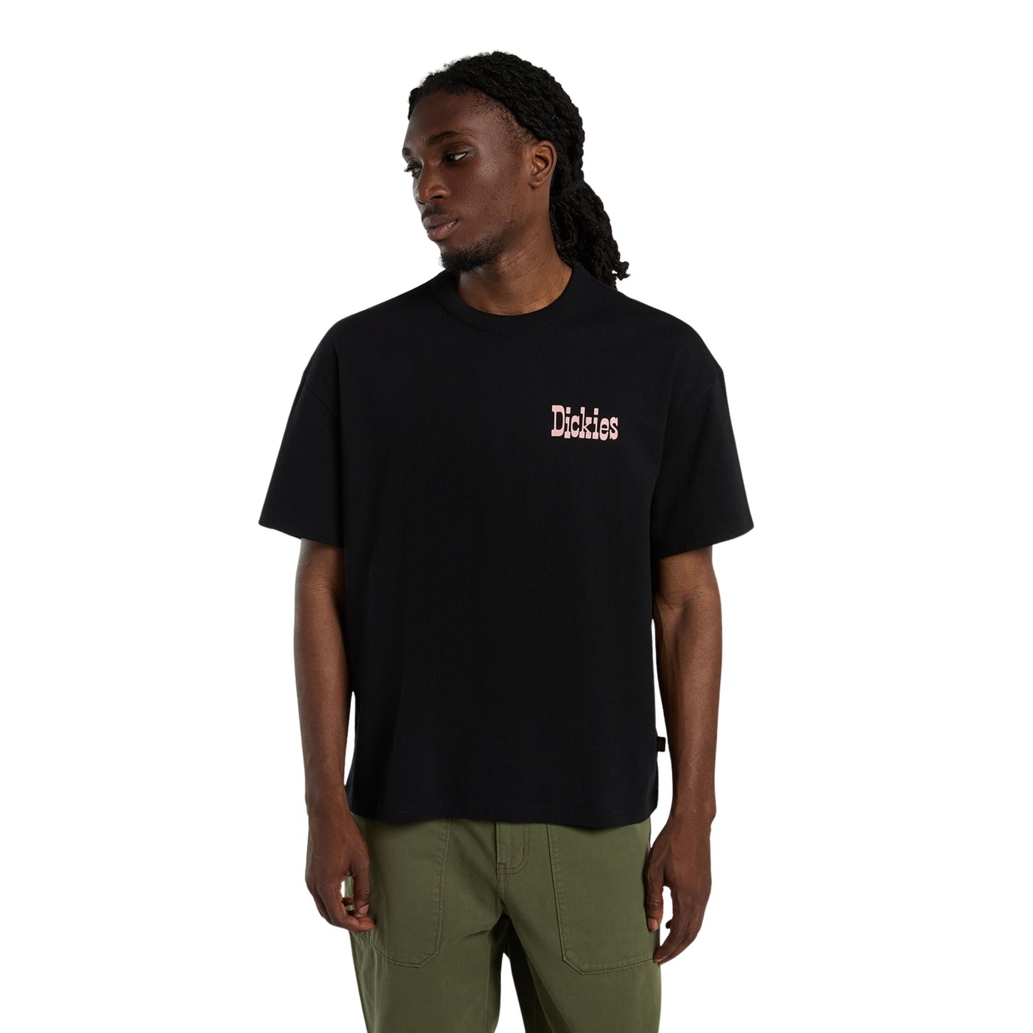 T-Shirt de manga curta para homem Dickies Polk em Preto. Foto da parte da frente, vestida.