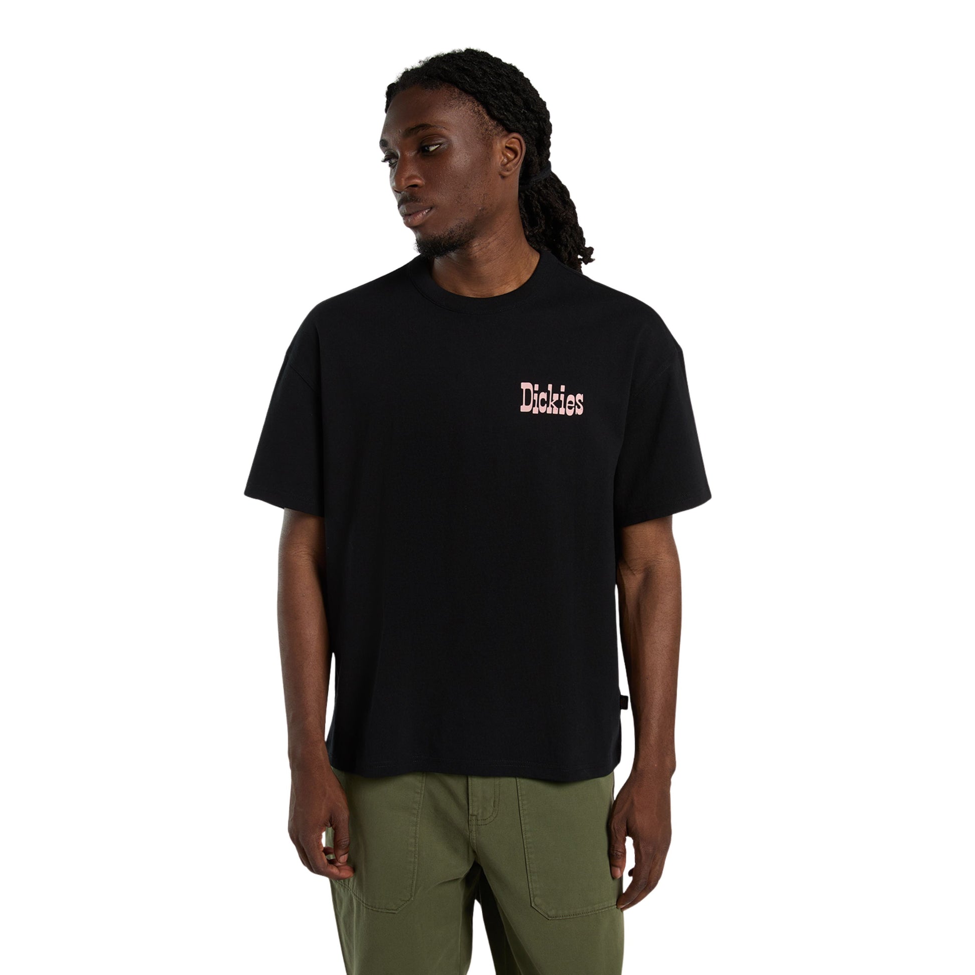 T-Shirt de manga curta para homem Dickies Polk em Preto. Foto da parte da frente, vestida.