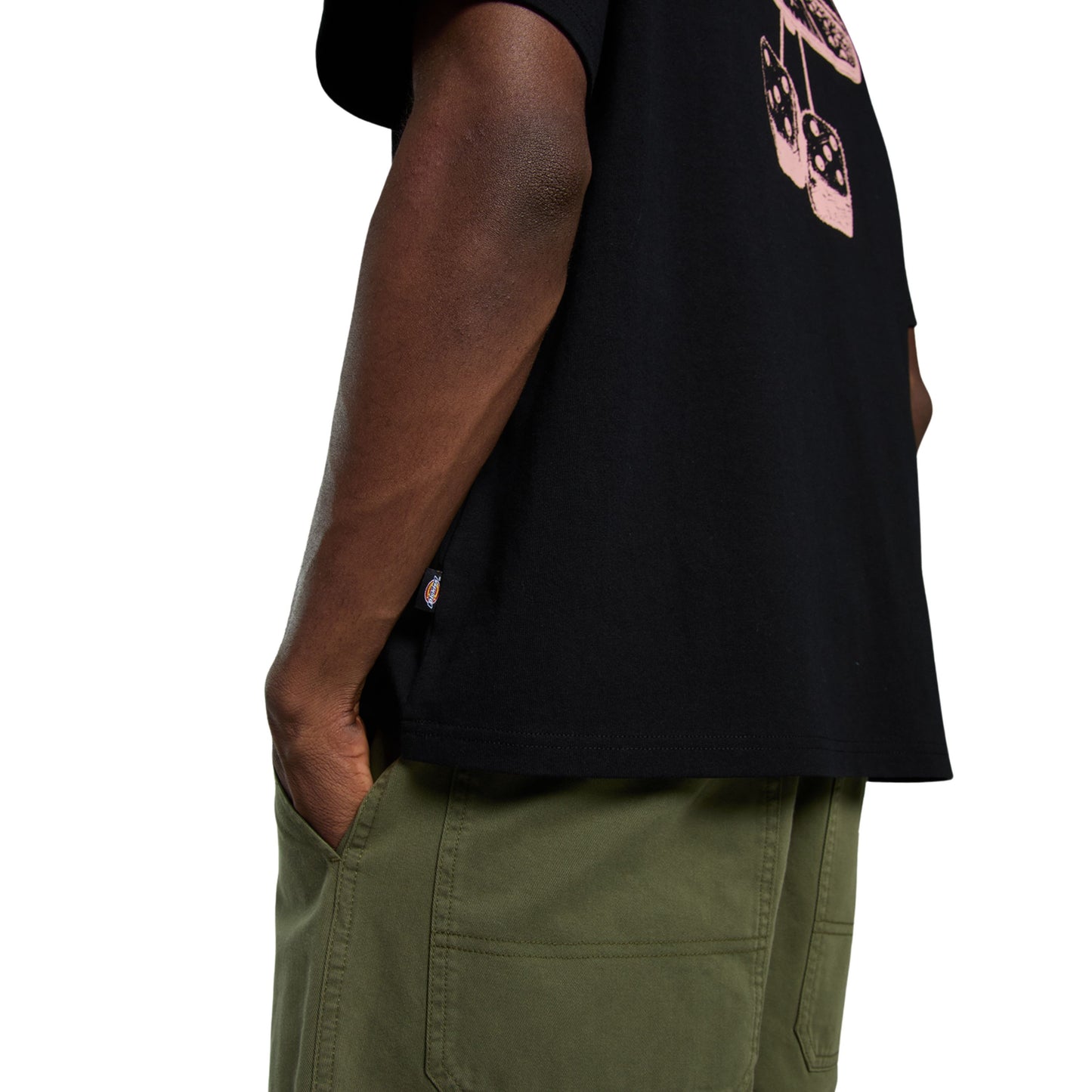 T-Shirt de manga curta para homem Dickies Polk em Preto. Foto de destaque da parte de trás, vestida.