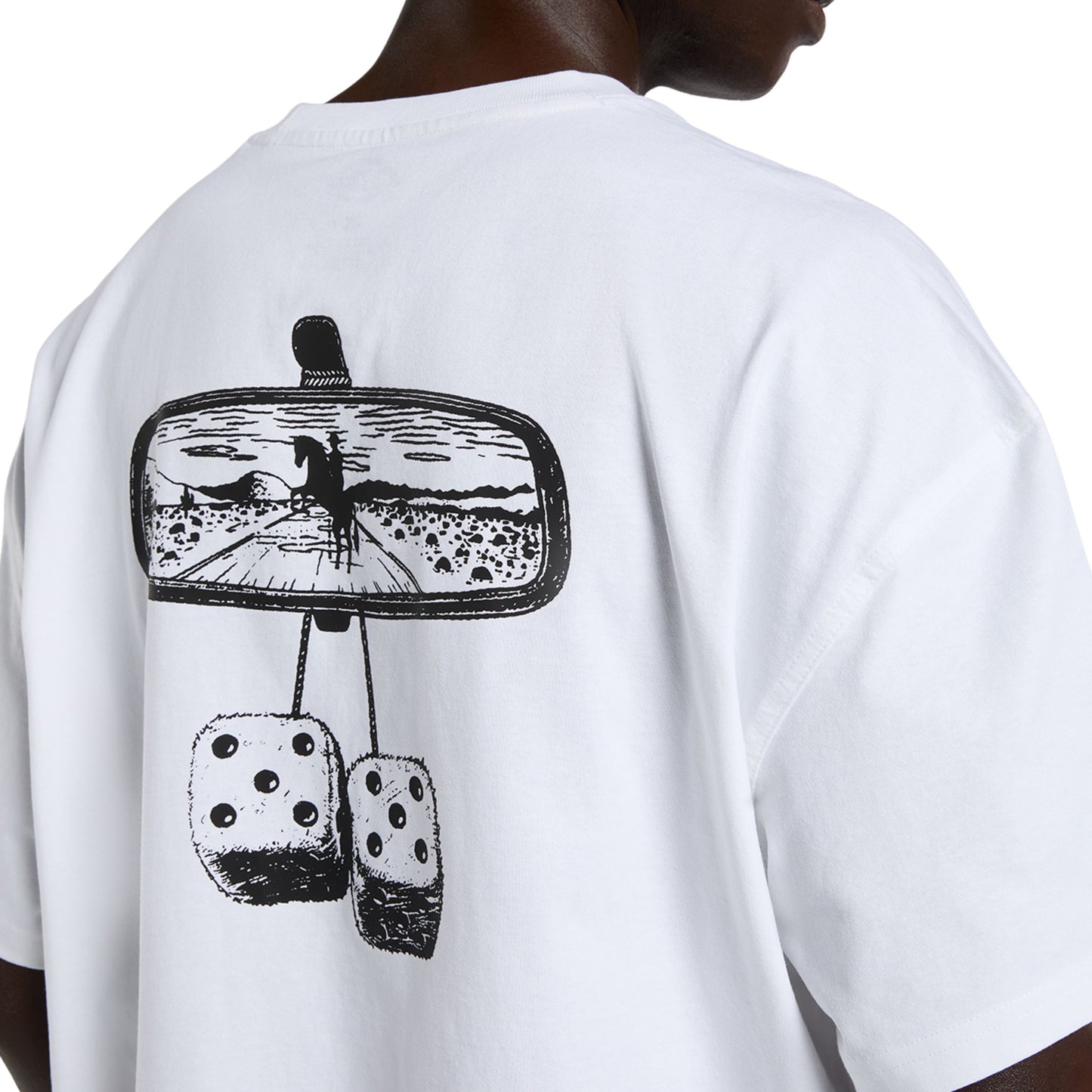 T-Shirt de manga curta para homem Dickies Polk em Branco. Foto de detalhe da parte de trás, vestida.