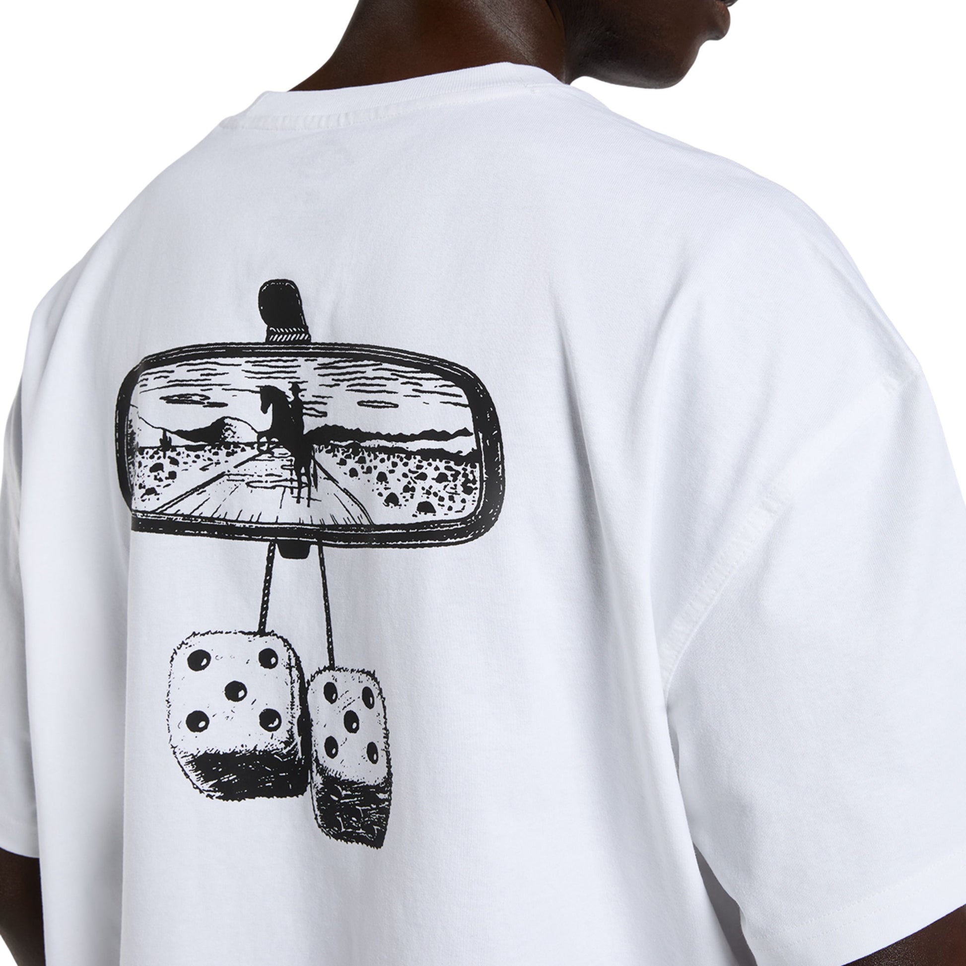 T-Shirt de manga curta para homem Dickies Polk em Branco. Foto de detalhe da parte de trás, vestida.