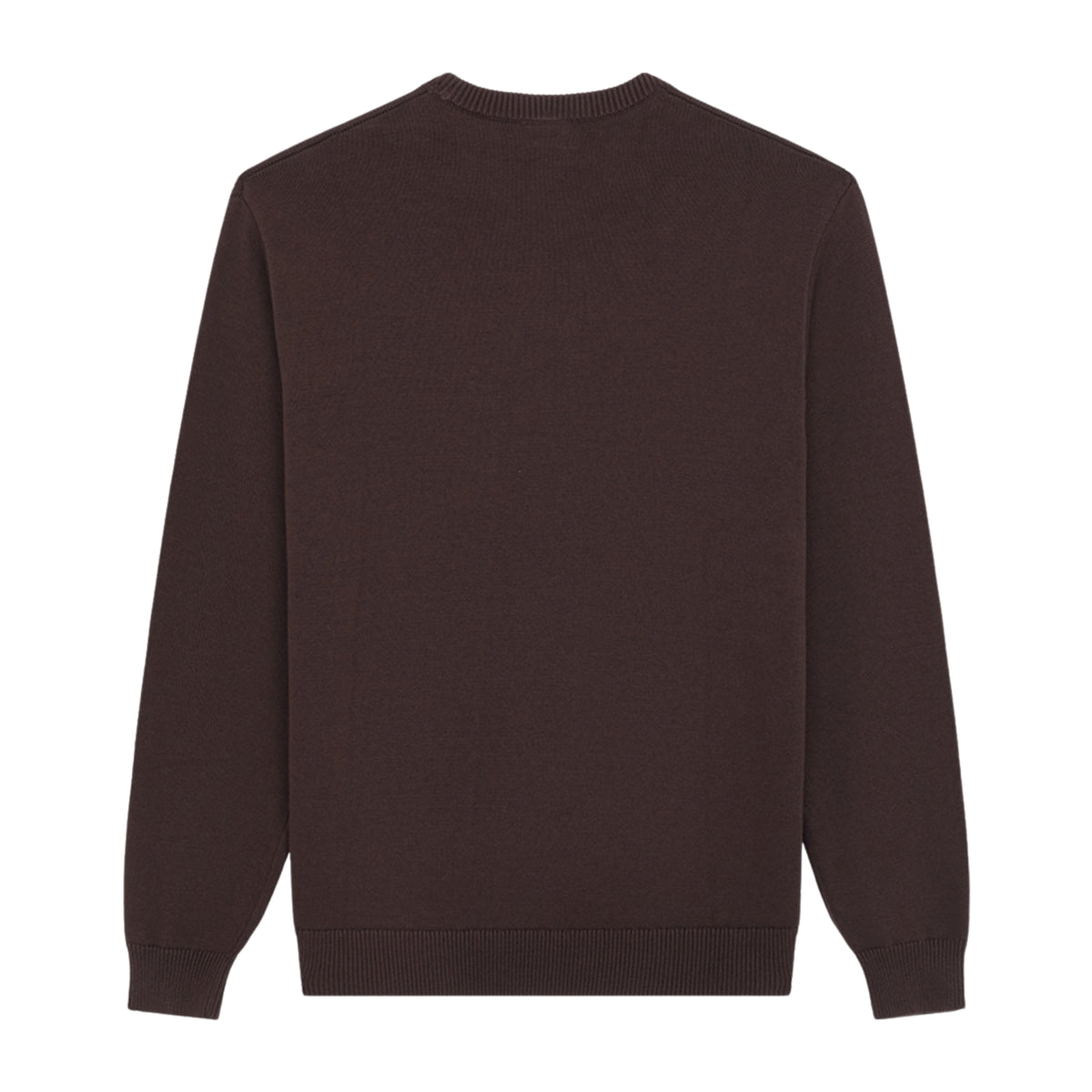 Camisola de malha para homem Dickies Summerdale em Chocolate Brown — vista traseira isolada sobre fundo branco, com costas lisas e mangas compridas.