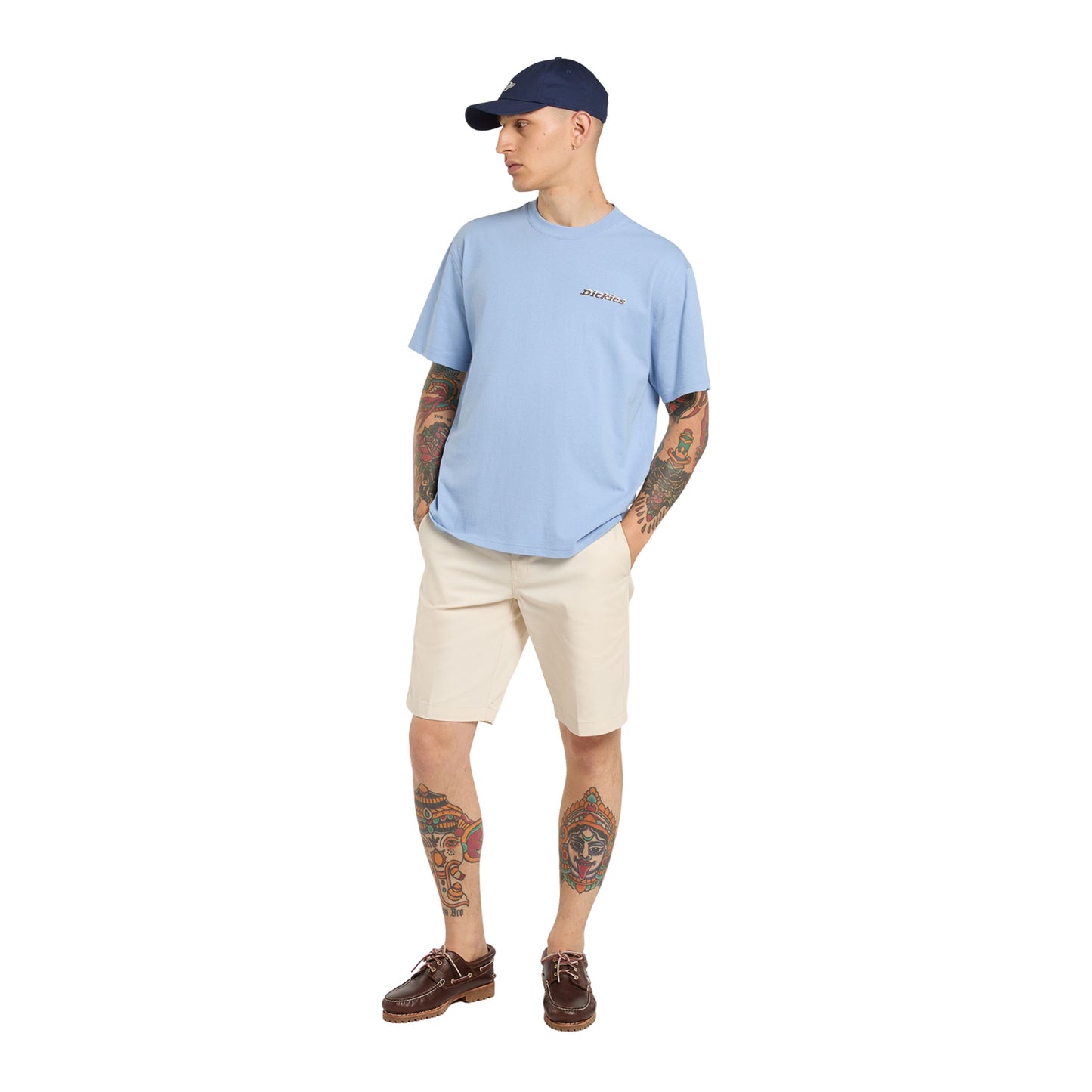 T-Shirt de manga curta para homem Dickies Thornville em Endless Sky. Foto da parte da frente, vestida.