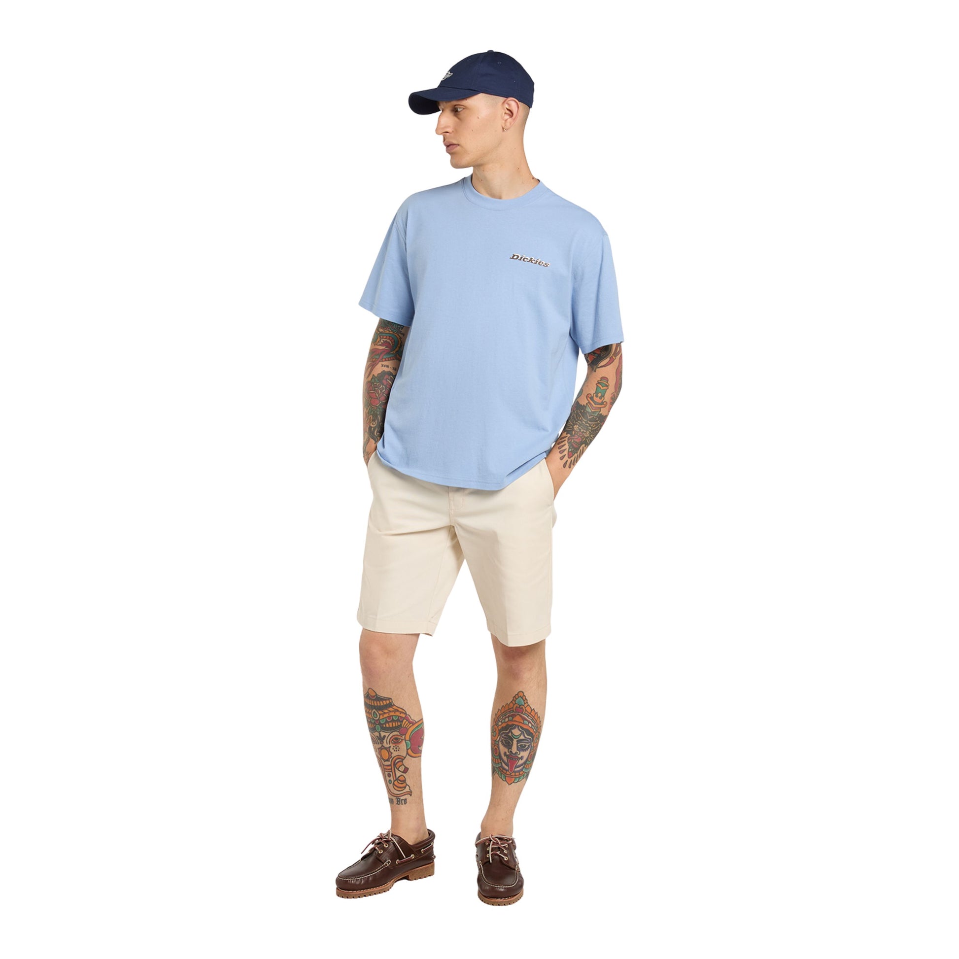 T-Shirt de manga curta para homem Dickies Thornville em Endless Sky. Foto da parte da frente, vestida.