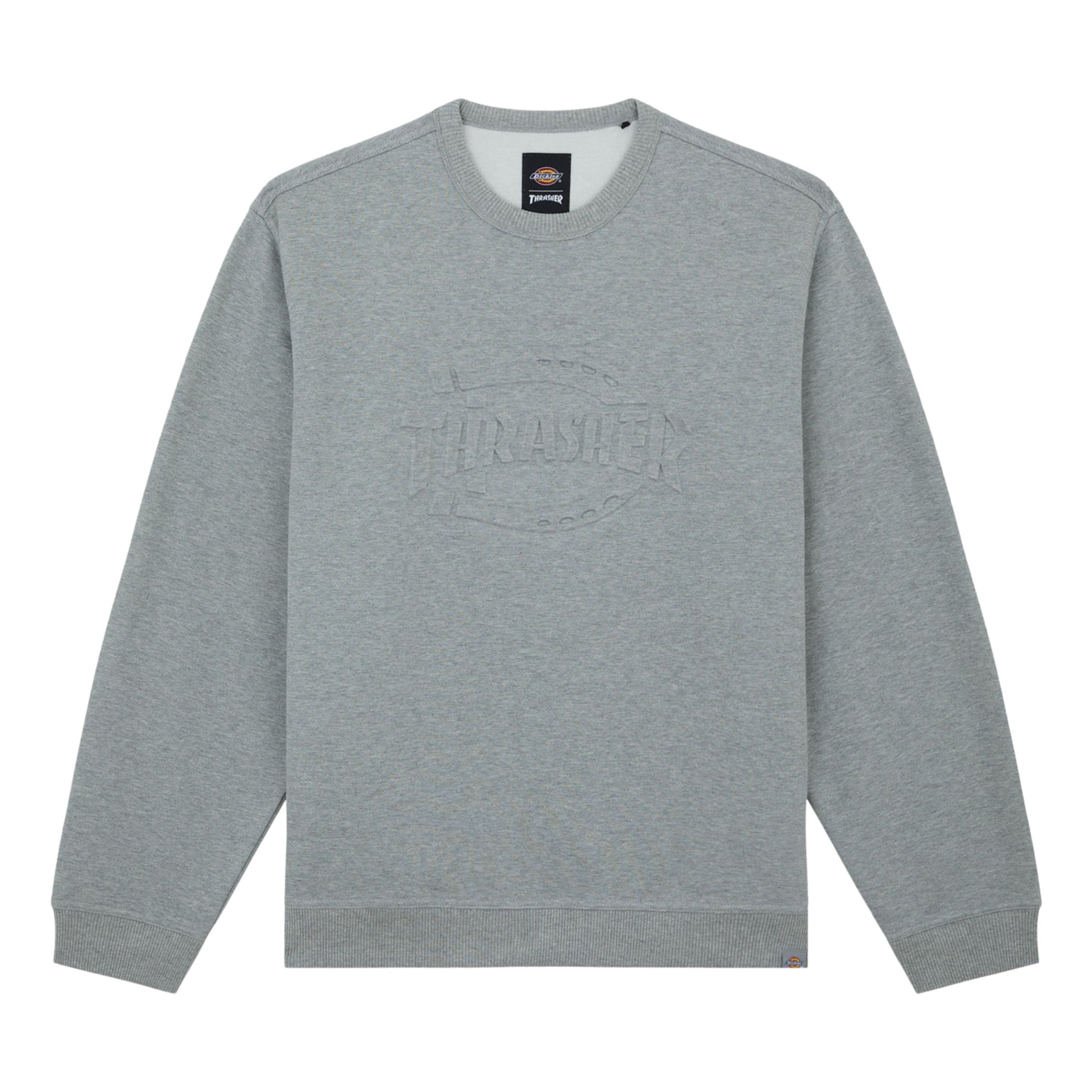 Sweat de homem Dickies x Thrasher em Grey Melange. Foto da parte da frente.
