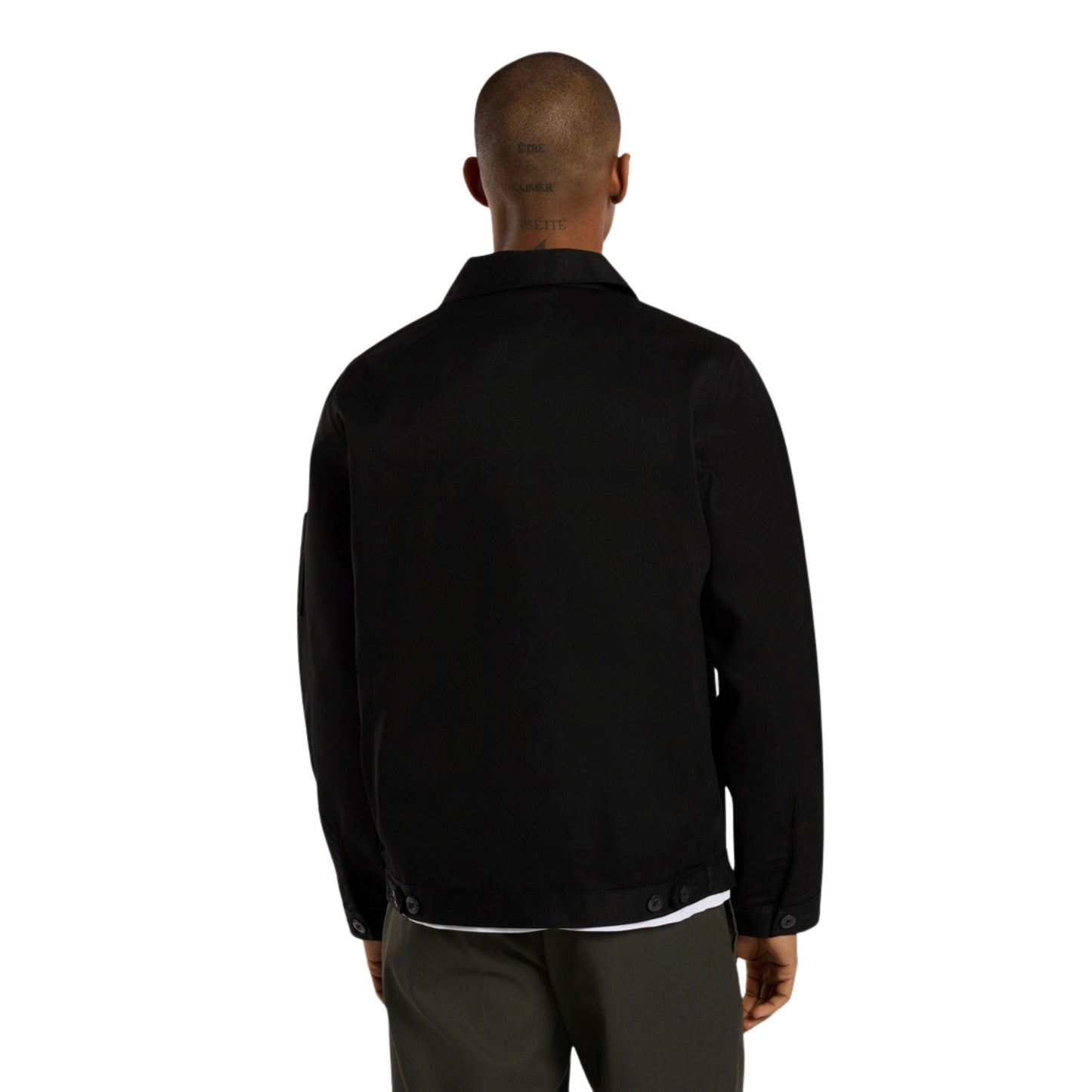 Casaco unissexo Dickies Unlined Eisenhower em Preto. Foto da parte de trás, vestido.