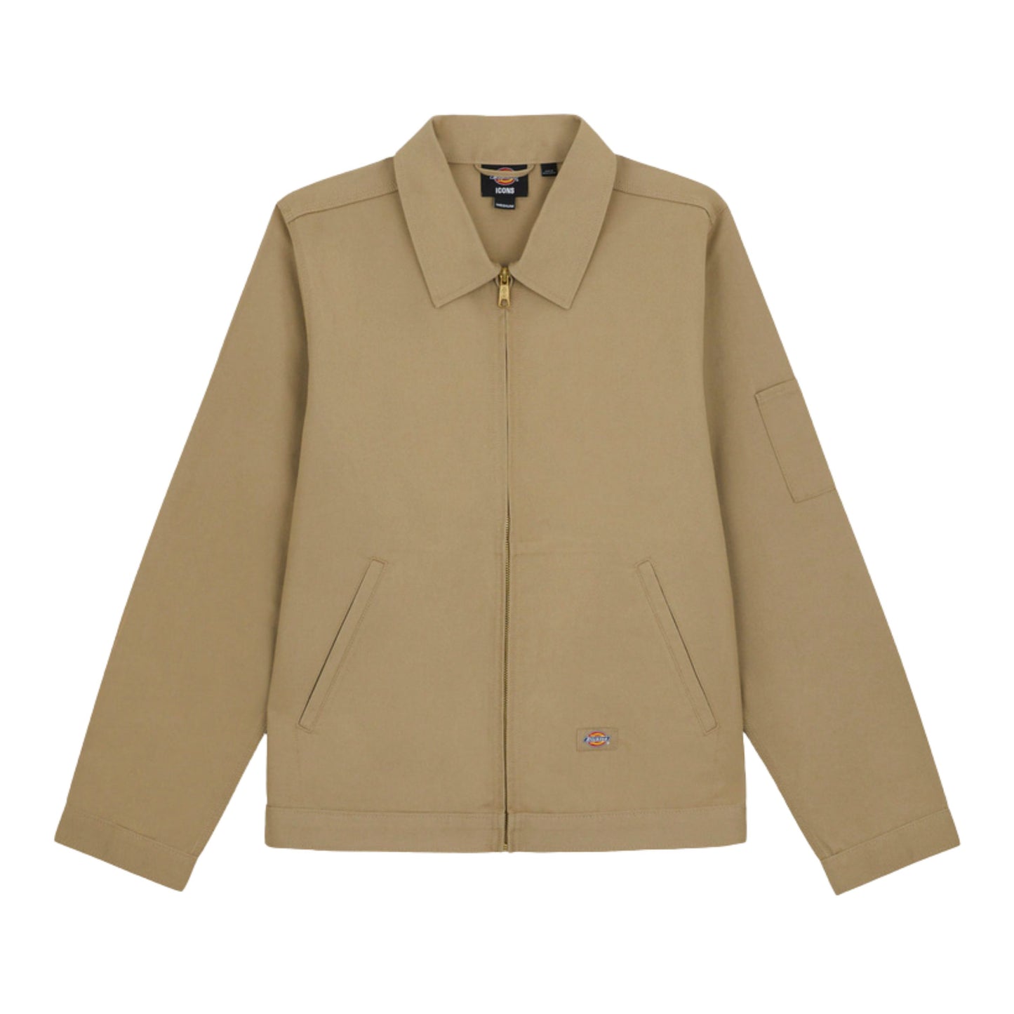 Casaco unissexo Dickies Unlined Eisenhower em Khaki. Foto da parte da frente.