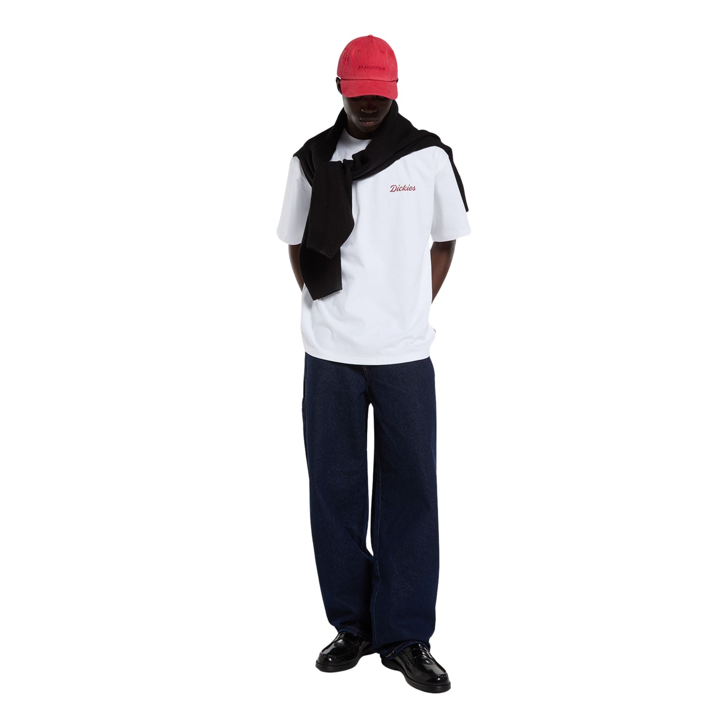 T-Shirt de manga curta para homem Dickies Wellsville em Branco. Foto da parte da frente, vestida.