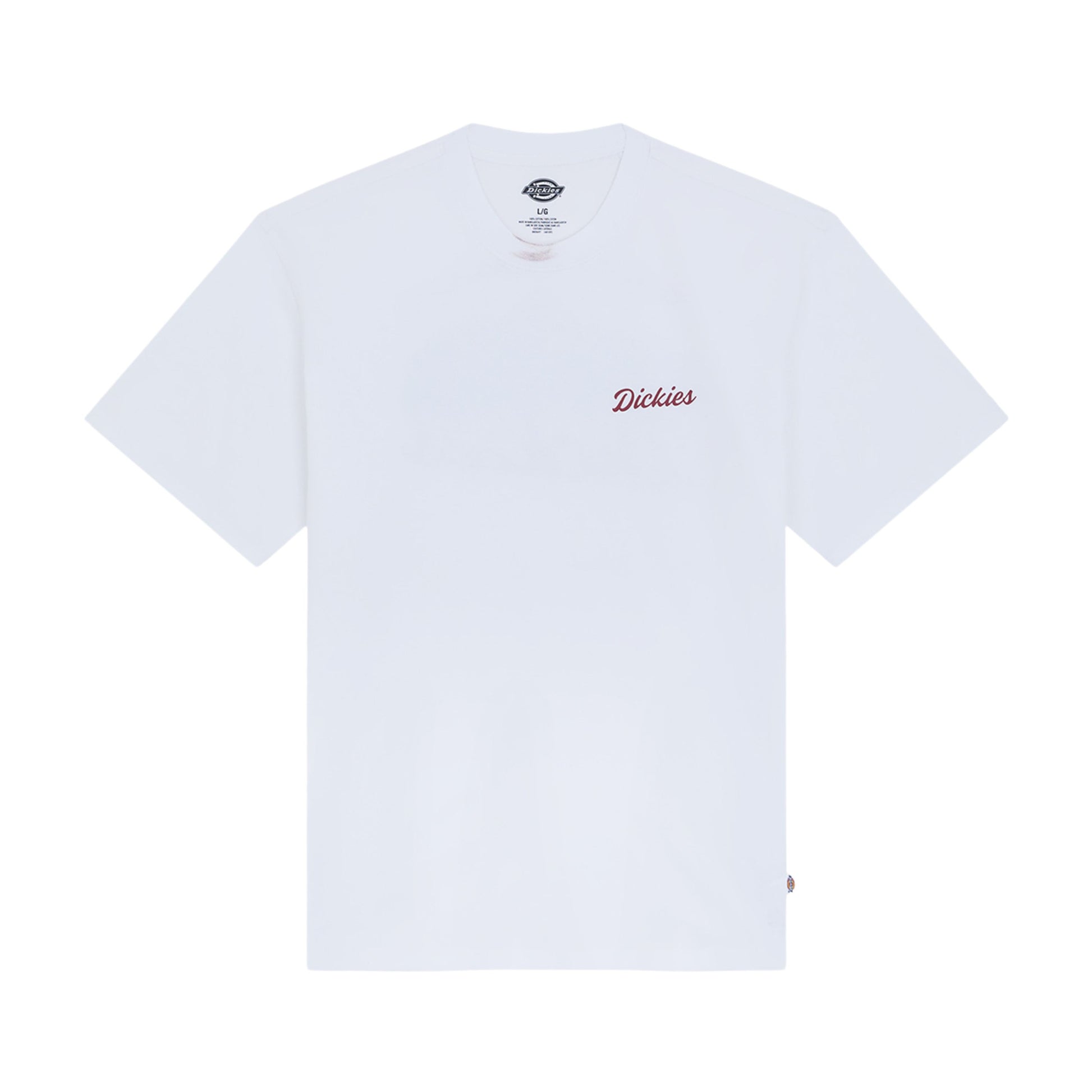 T-Shirt de manga curta para homem Dickies Wellsville em Branco. Foto da parte da frente.