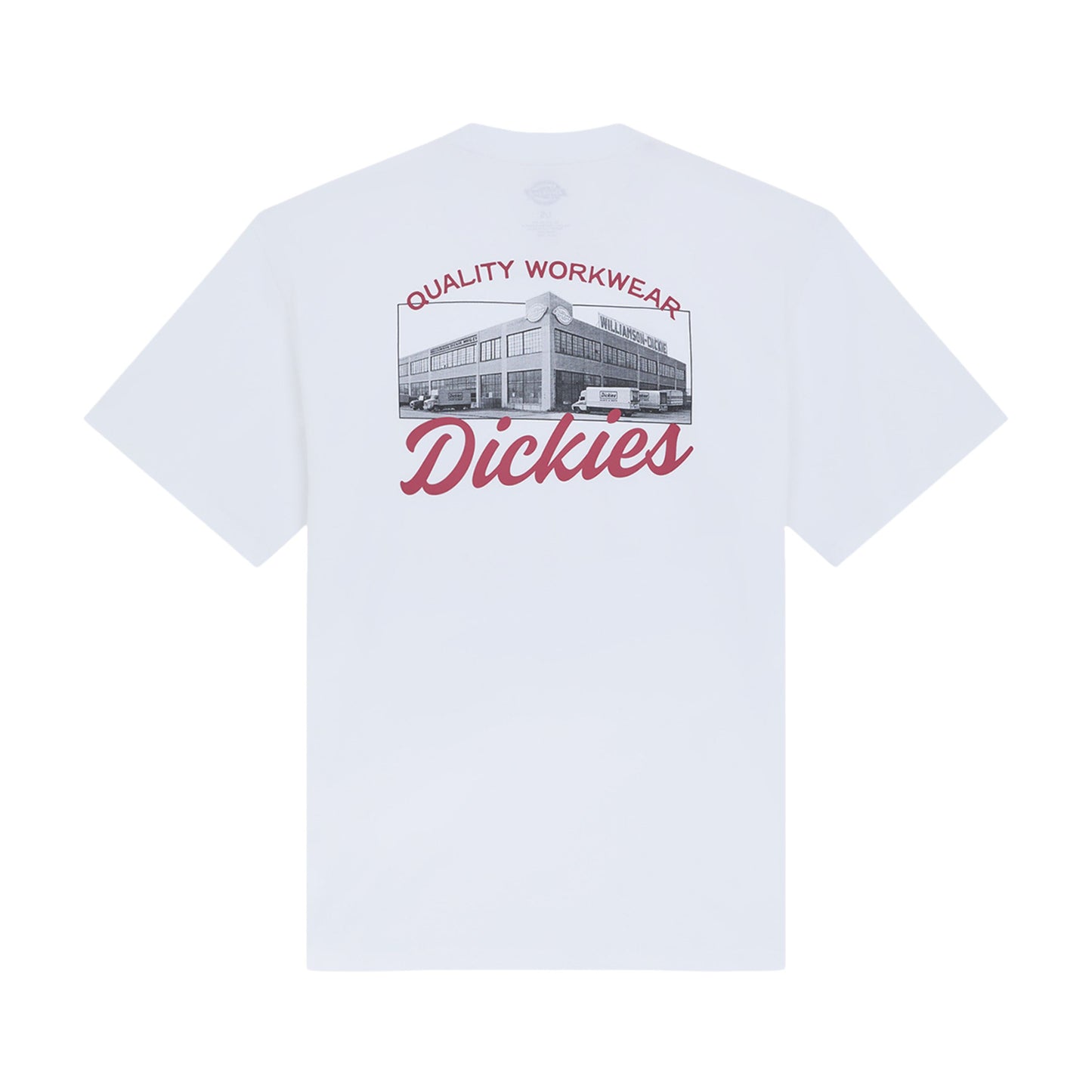 T-Shirt de manga curta para homem Dickies Wellsville em Branco. Foto da parte de trás.