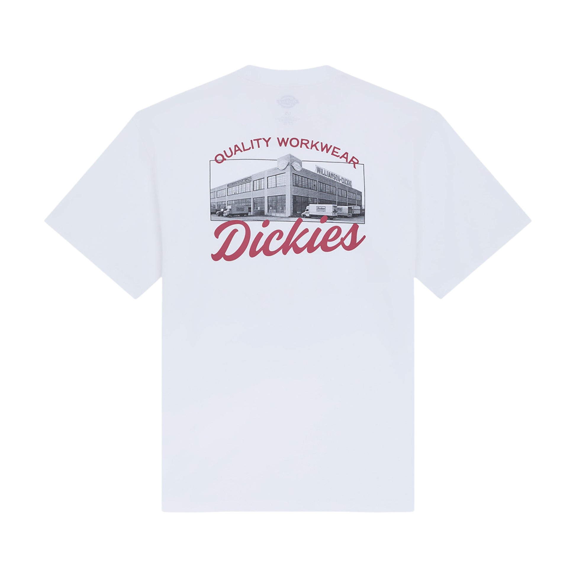 T-Shirt de manga curta para homem Dickies Wellsville em Branco. Foto da parte de trás.