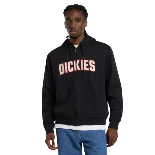Casaco com carapuço para homem Dickies Aitkin Full Zip em Preto. Foto da parte da frente, vestido.