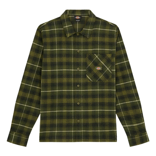 Camisa de manga comprida para homem Dickies Forest Check em Cypress. Foto da parte da frente.