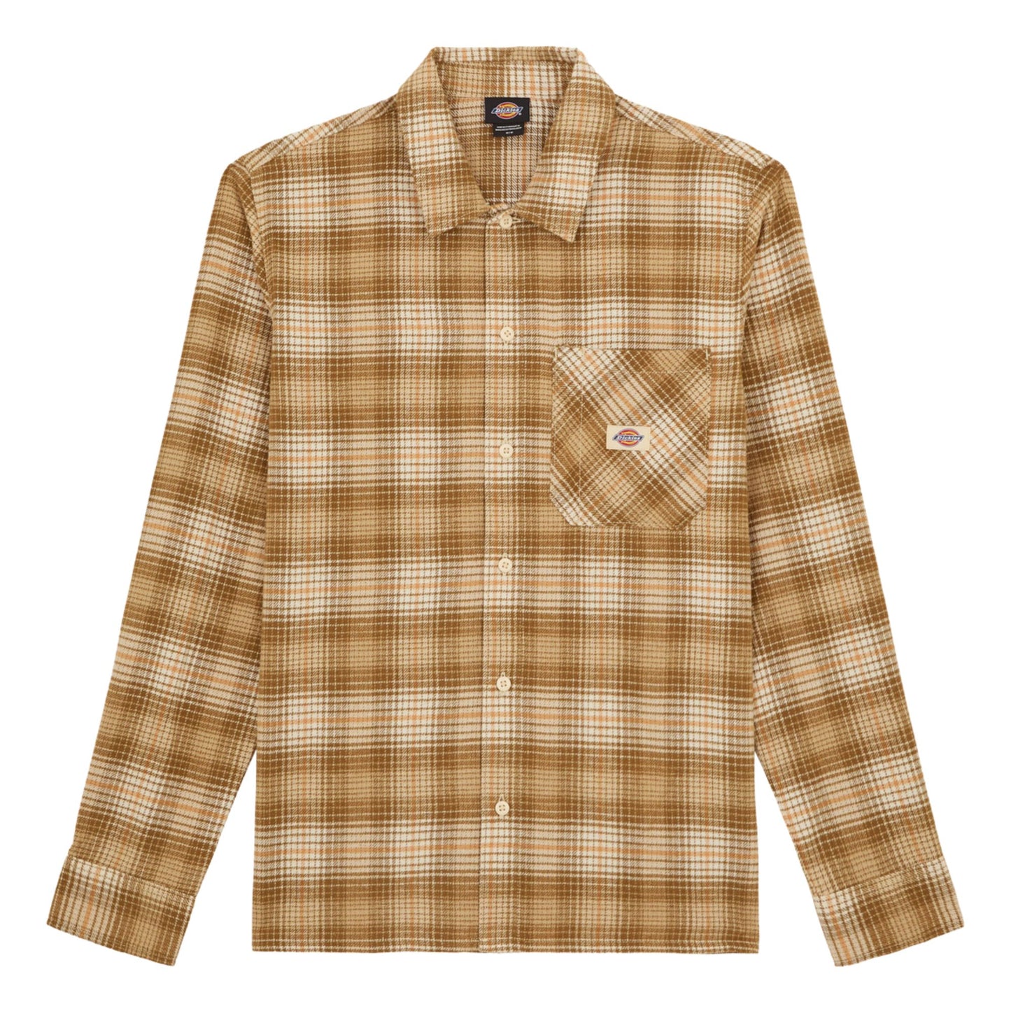 Camisa de manga comprida para homem Dickies Forest Check em Wood Ash. Foto da parte da frente.