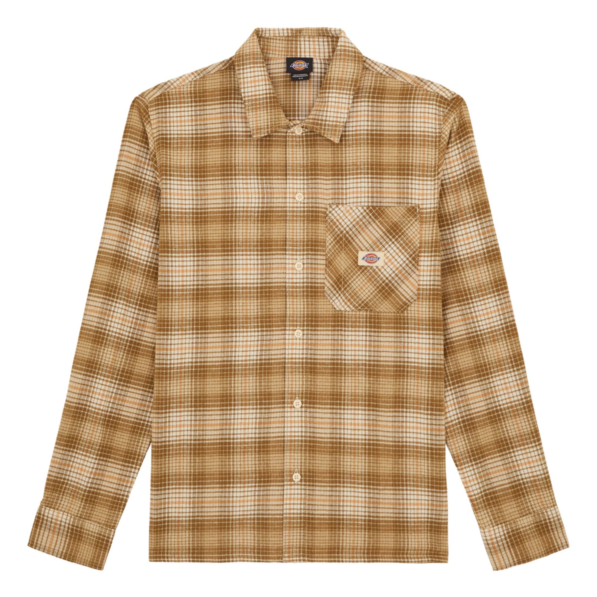 Camisa de manga comprida para homem Dickies Forest Check em Wood Ash. Foto da parte da frente.