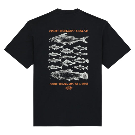 T-Shirt de manga curta para homem Dickies Laryville em Preto. Foto da parte de trás.