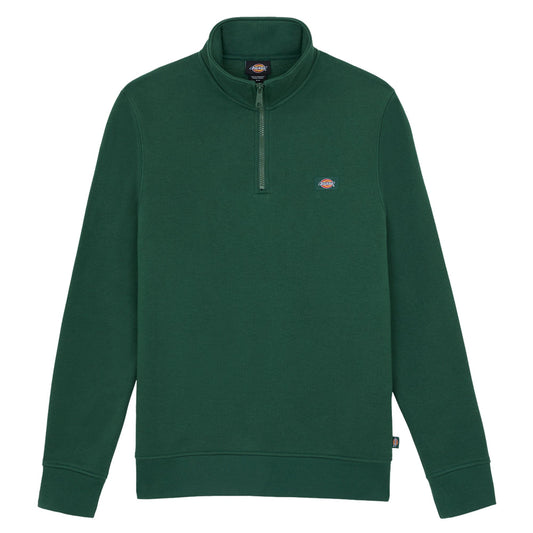 Sweat para homem Dickies Oakpoart Quarter Zip em Verde Pine Needle. Foto da parte da frente.