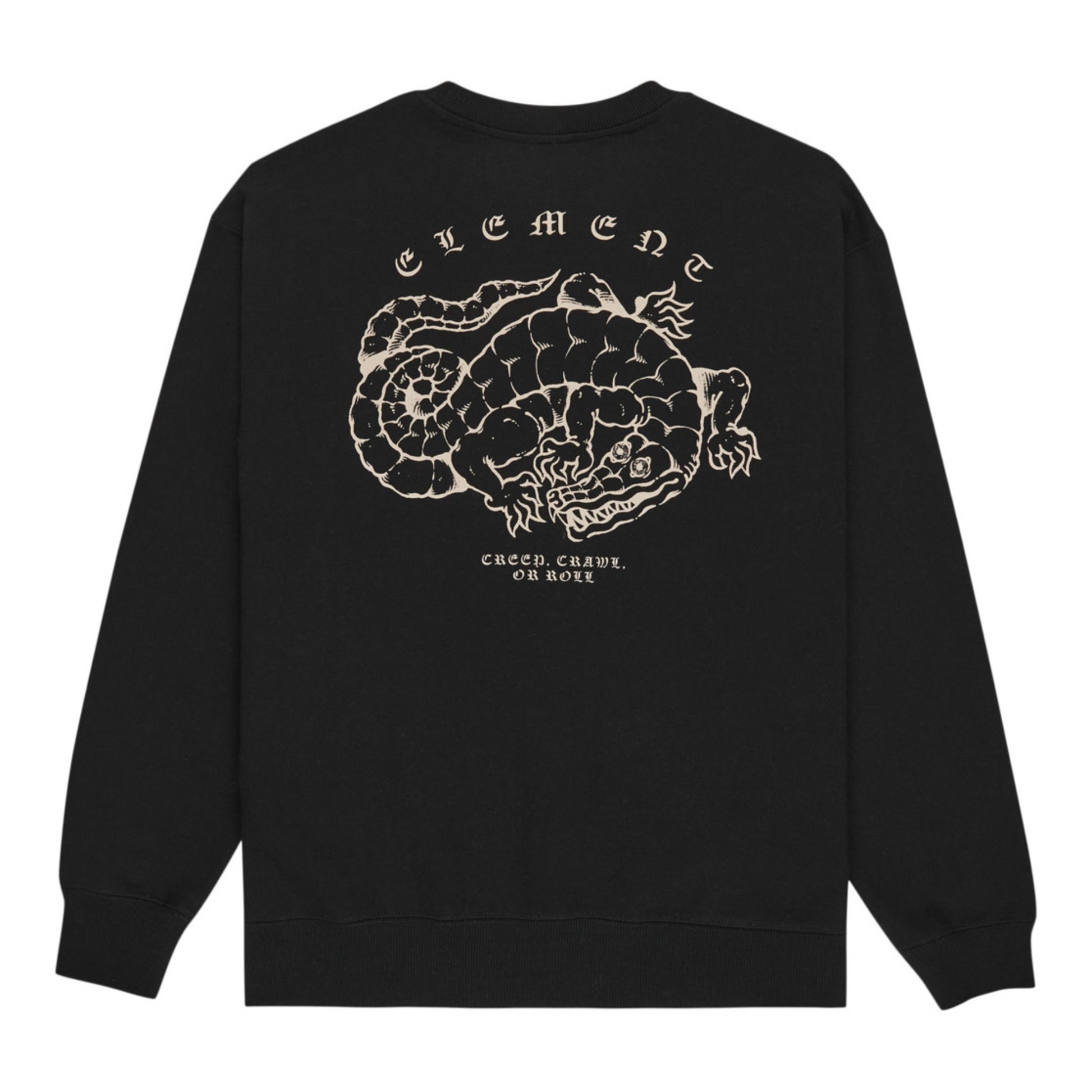 Sweat de homem Element Aligator em Preto Flint. Foto da parte de trás.