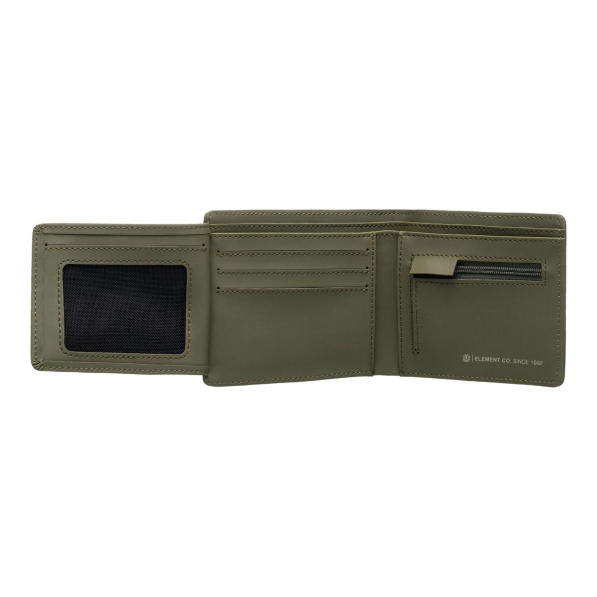 Carteira unissexo Element Double Icon Trifold em Kalamata. Foto da parte da frente, totalmente aberta.