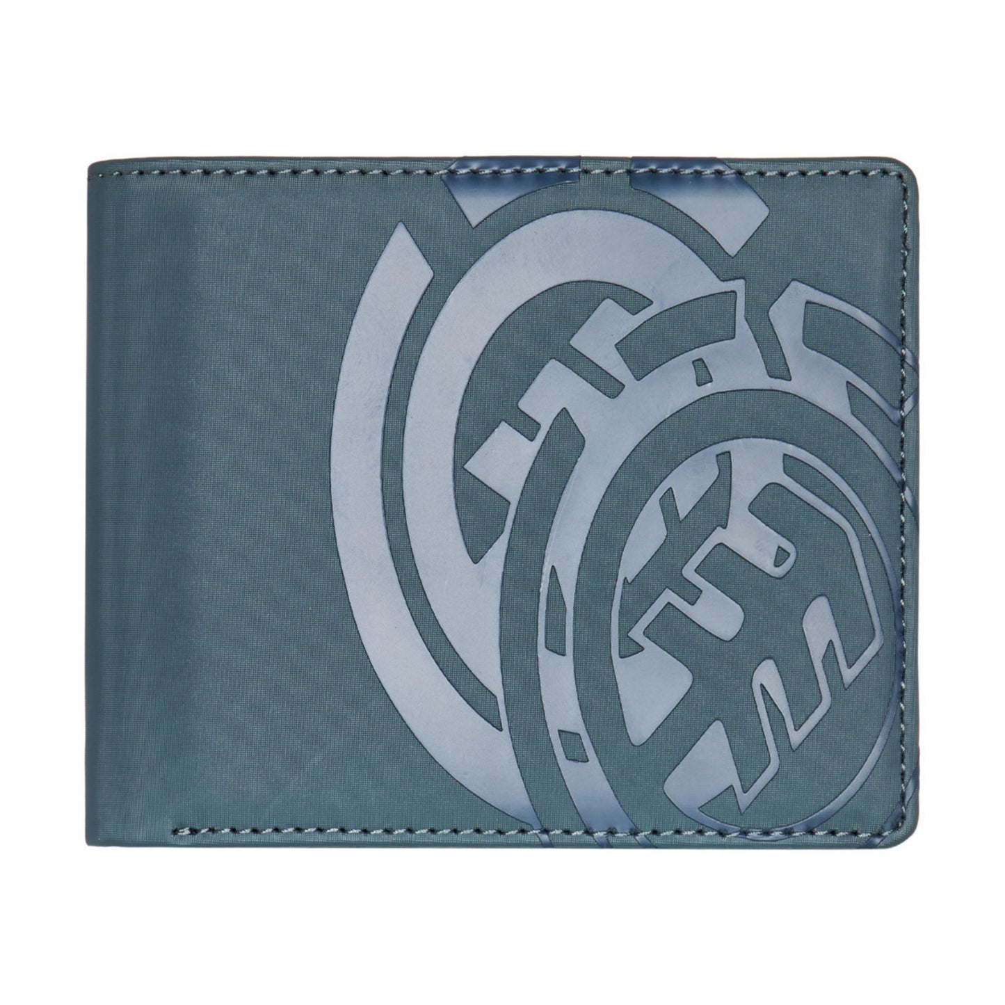 Carteira unissexo Element Double Icon Trifold em Ardoise. Foto da parte da frente, fechada.