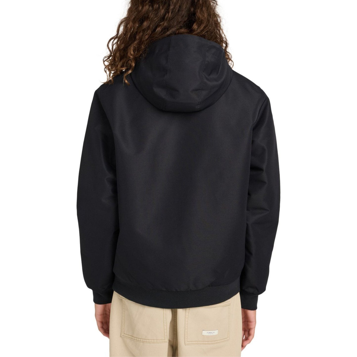 Casaco com carapuço para homem Element Dulcey em Flint Black. Foto da parte de trás, vestido.