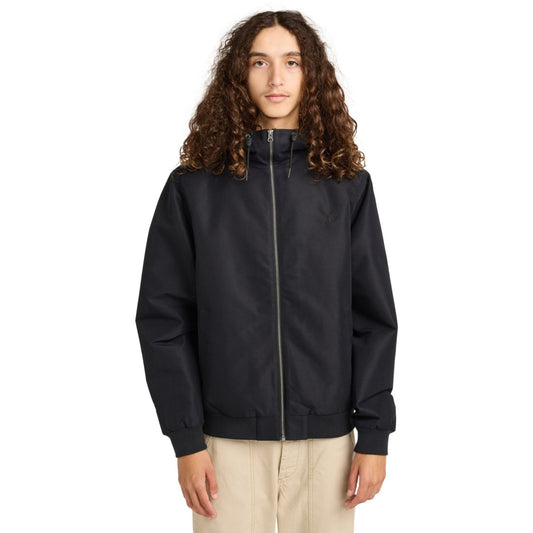 Casaco com carapuço para homem Element Dulcey em Flint Black. Foto da parte da frente, vestido.