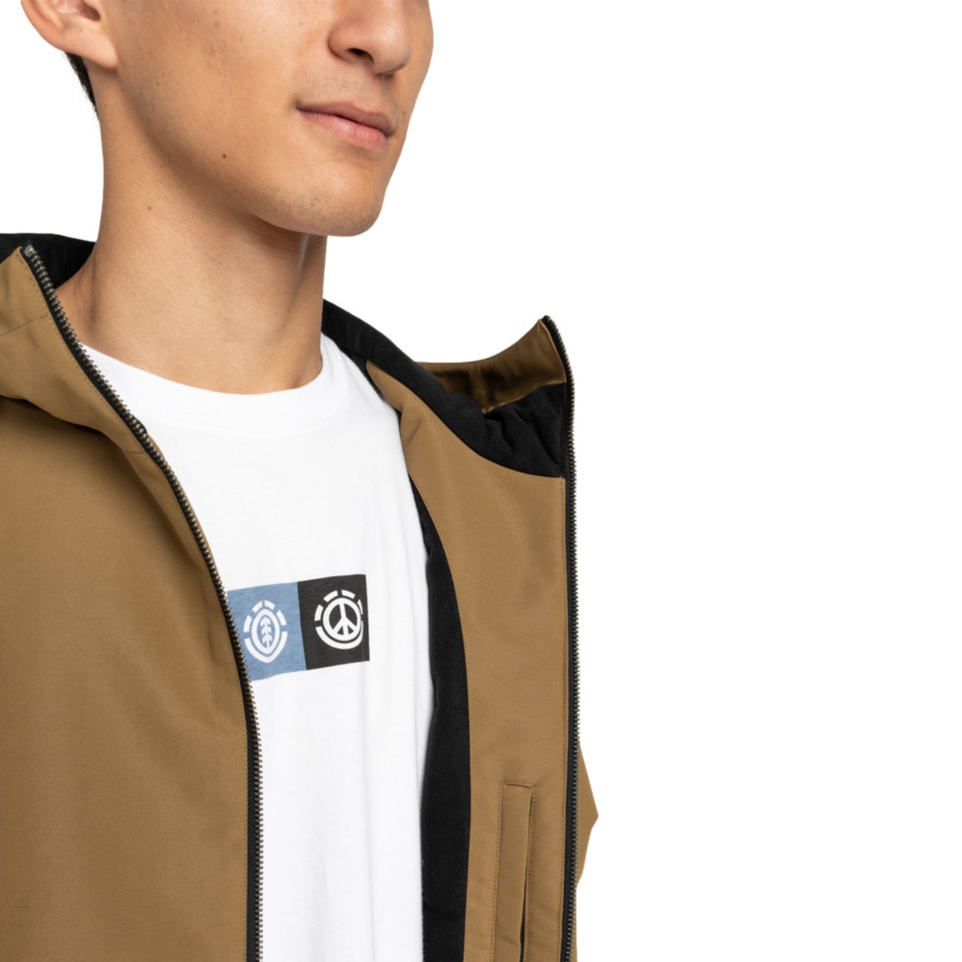 Casaco com carapuço para homem Element Dulcey em Kangaroo. Foto da parte de detalhe, vestido.