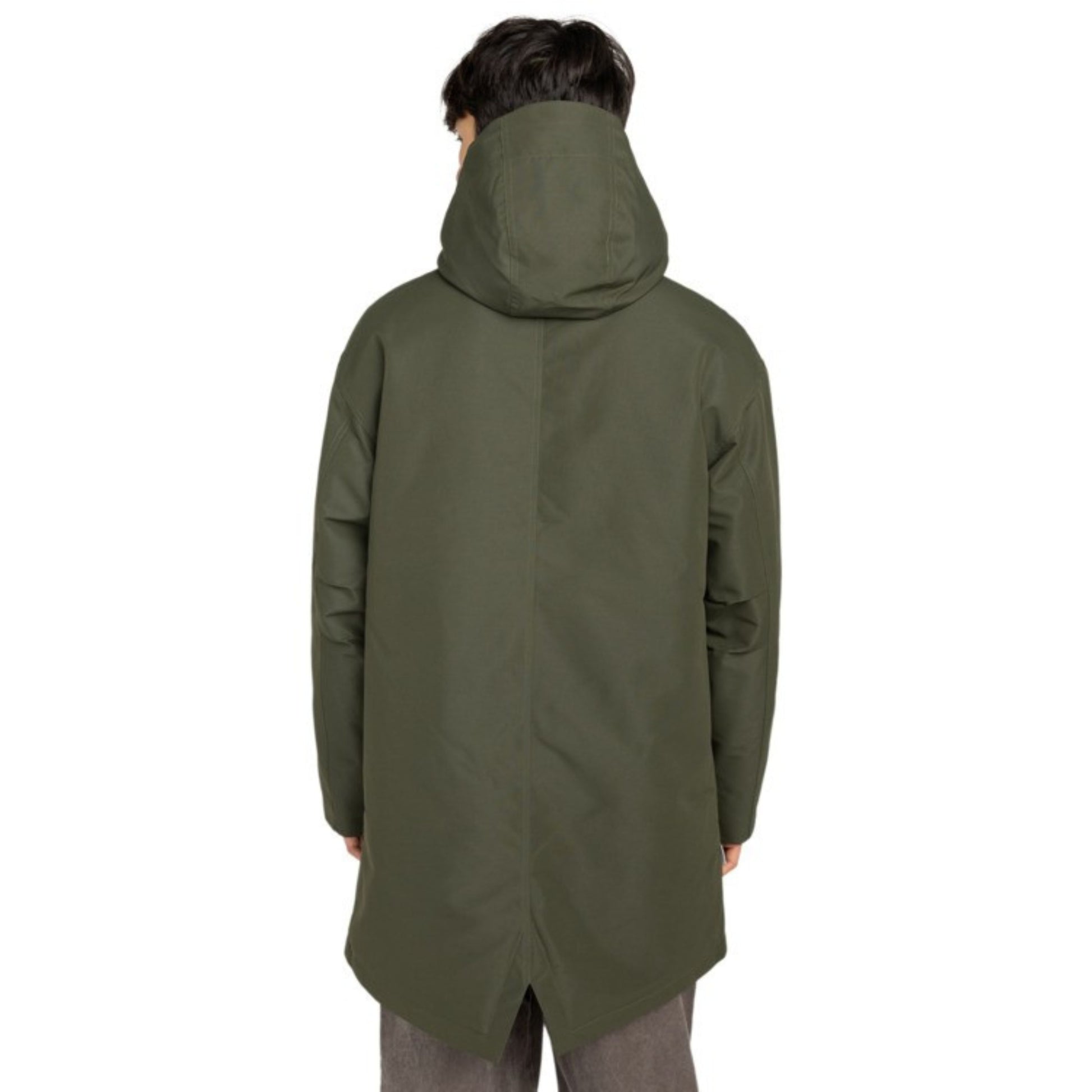 Parka com carapuço para homem Element Fishtail em Forest Night. Foto da parte de trás, vestida.