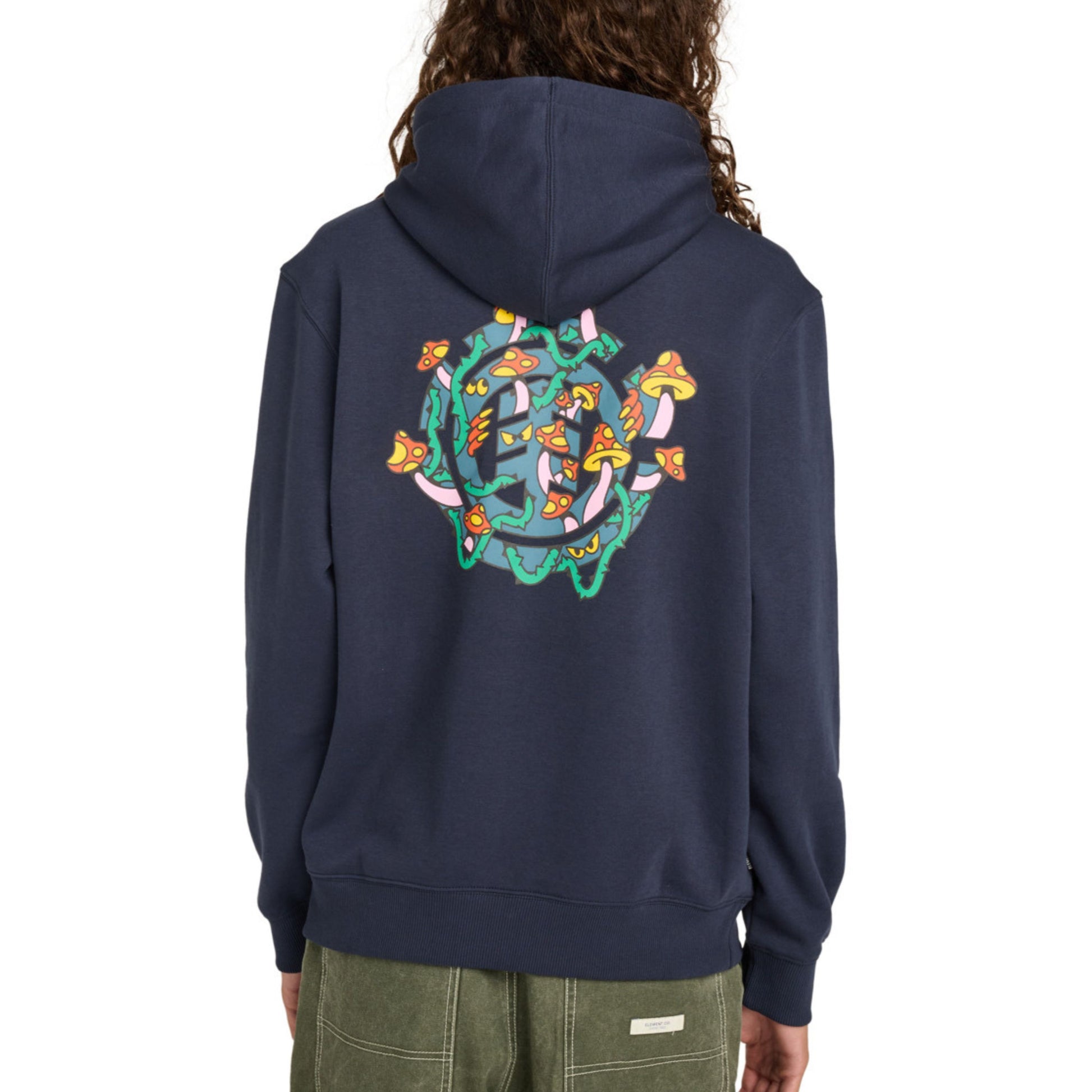 Sweat com carapuço para homem Element Midnight em Azul Marinho Eclipse. Foto da parte de trás, vestida.