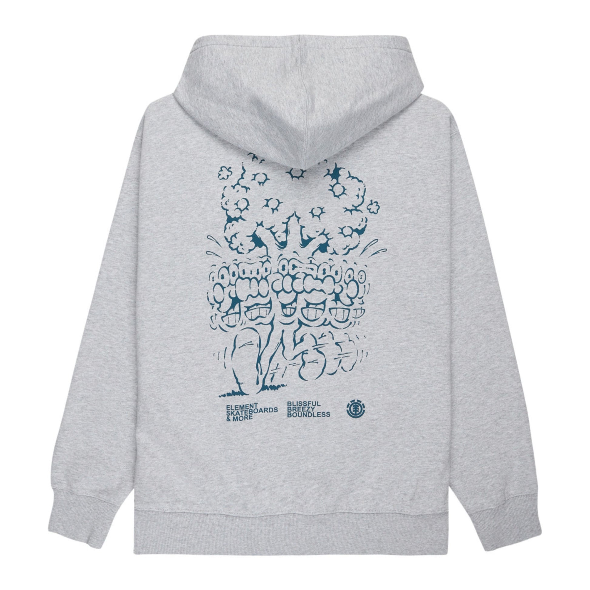 Sweat com carapuço para homem Element Motion Tree em Mid Grey Heather. Foto da parte de trás.