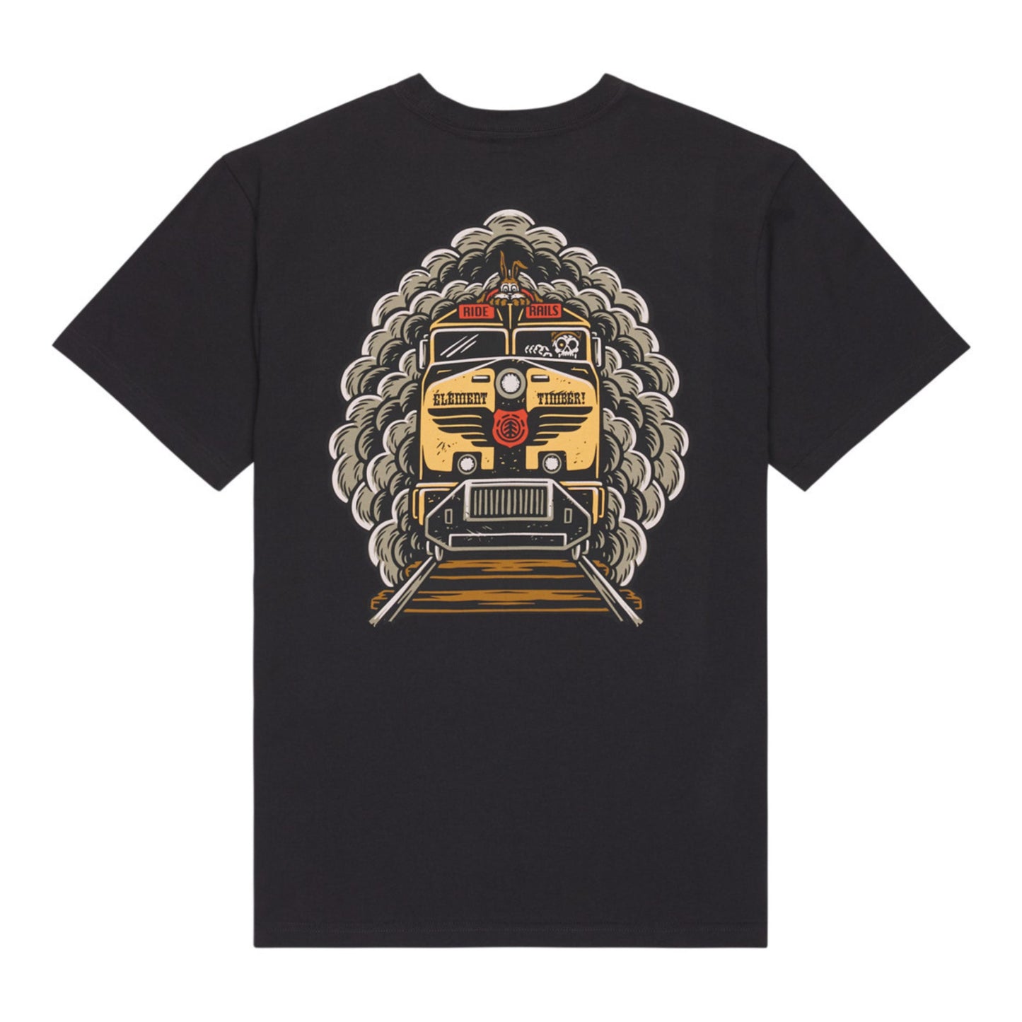 T-Shirt de manga curta para homem Element X Timber Freight Train em Off Black. Foto da parte de trás.