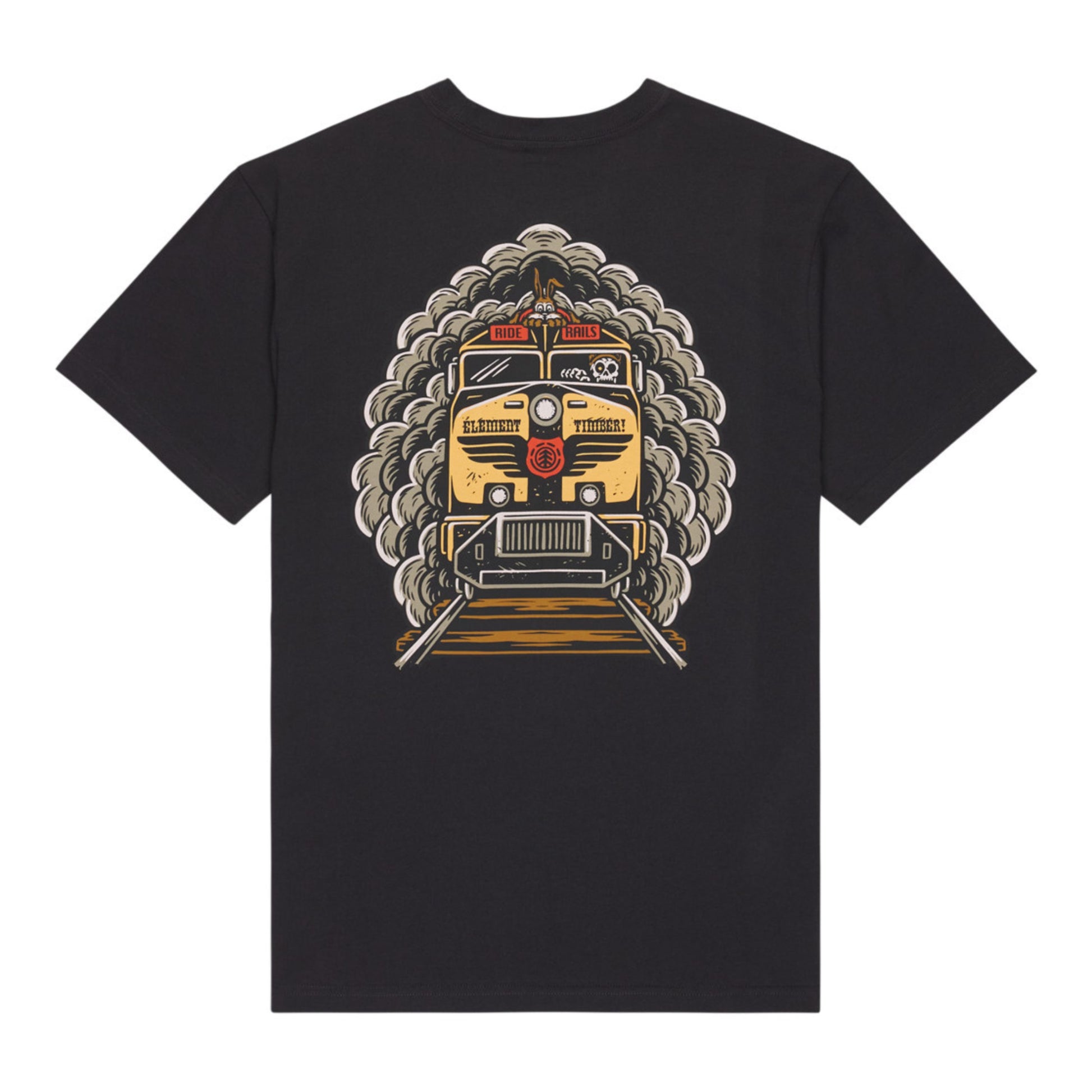 T-Shirt de manga curta para homem Element X Timber Freight Train em Off Black. Foto da parte de trás.
