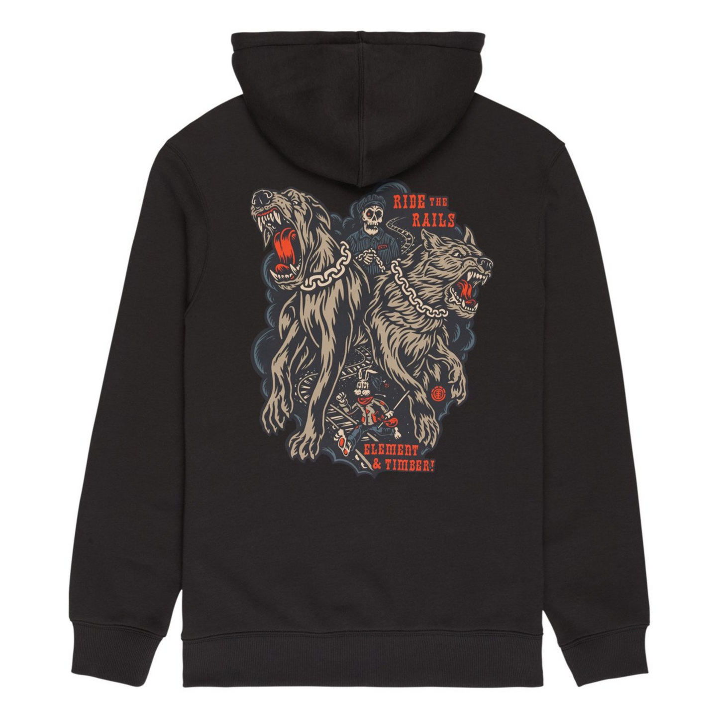 Sweat com carapuço para homem Element X Timber Guard Dogs em Off Black. Foto da parte de trás.