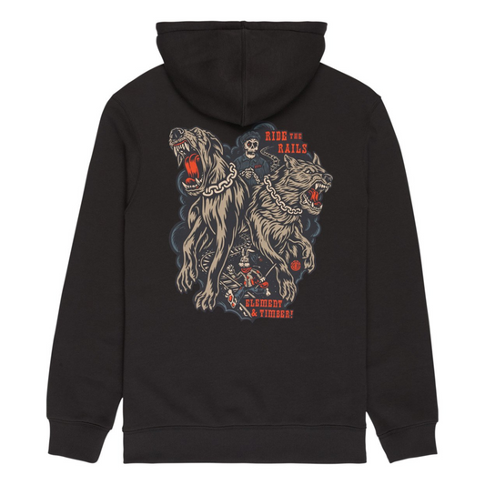 Sweat com carapuço para homem Element X Timber Guard Dogs em Off Black. Foto da parte de trás.