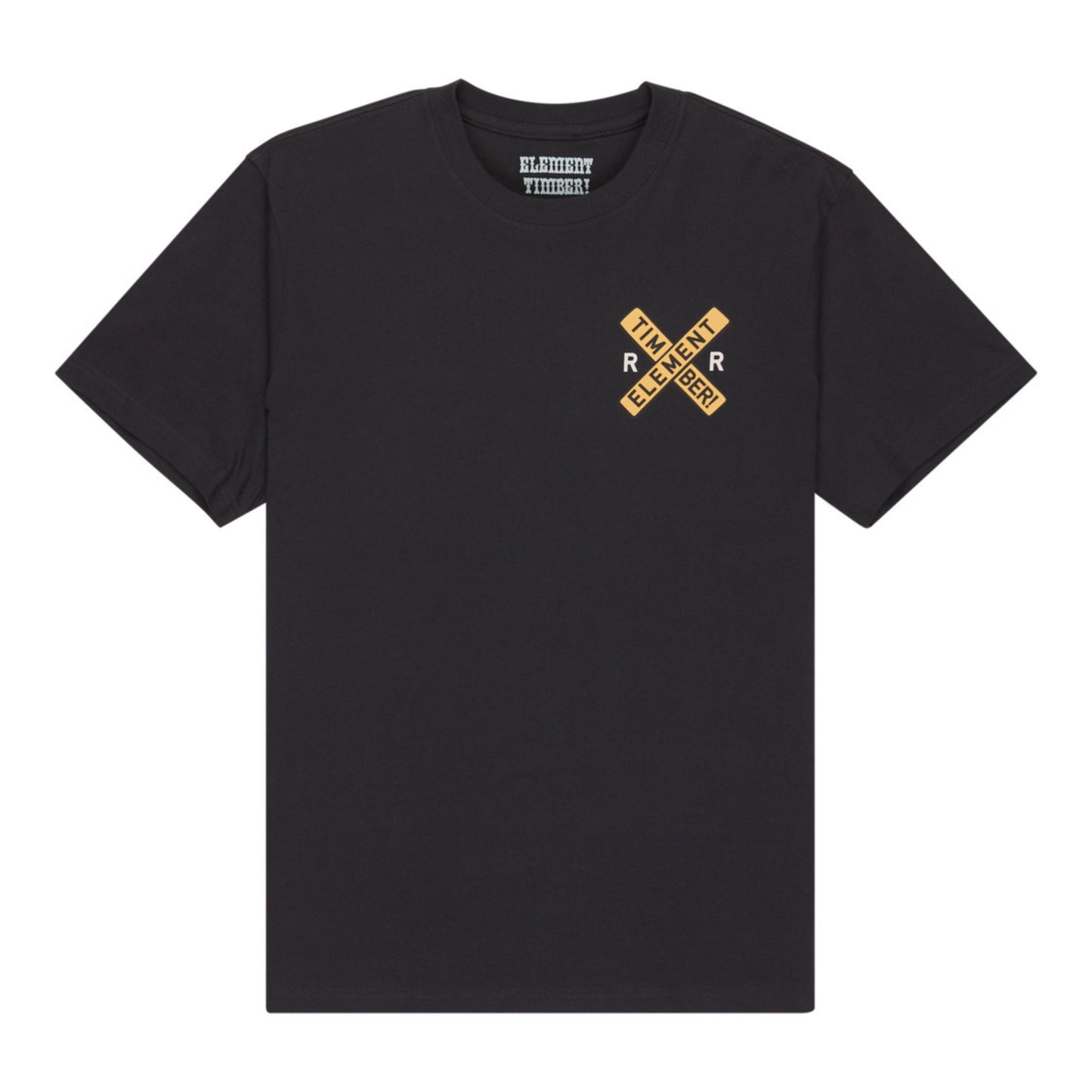 T-Shirt de manga curta para homem Element X Timber Signs em Off Black. Foto da parte da frente.
