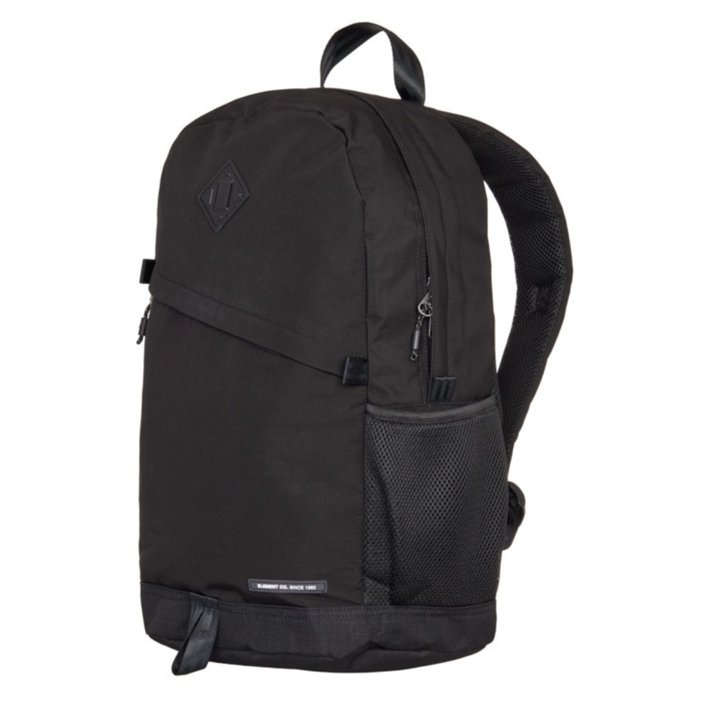 Mochila unissexo Element Outer em Flint Black. Foto da parte da frente a 3/4.