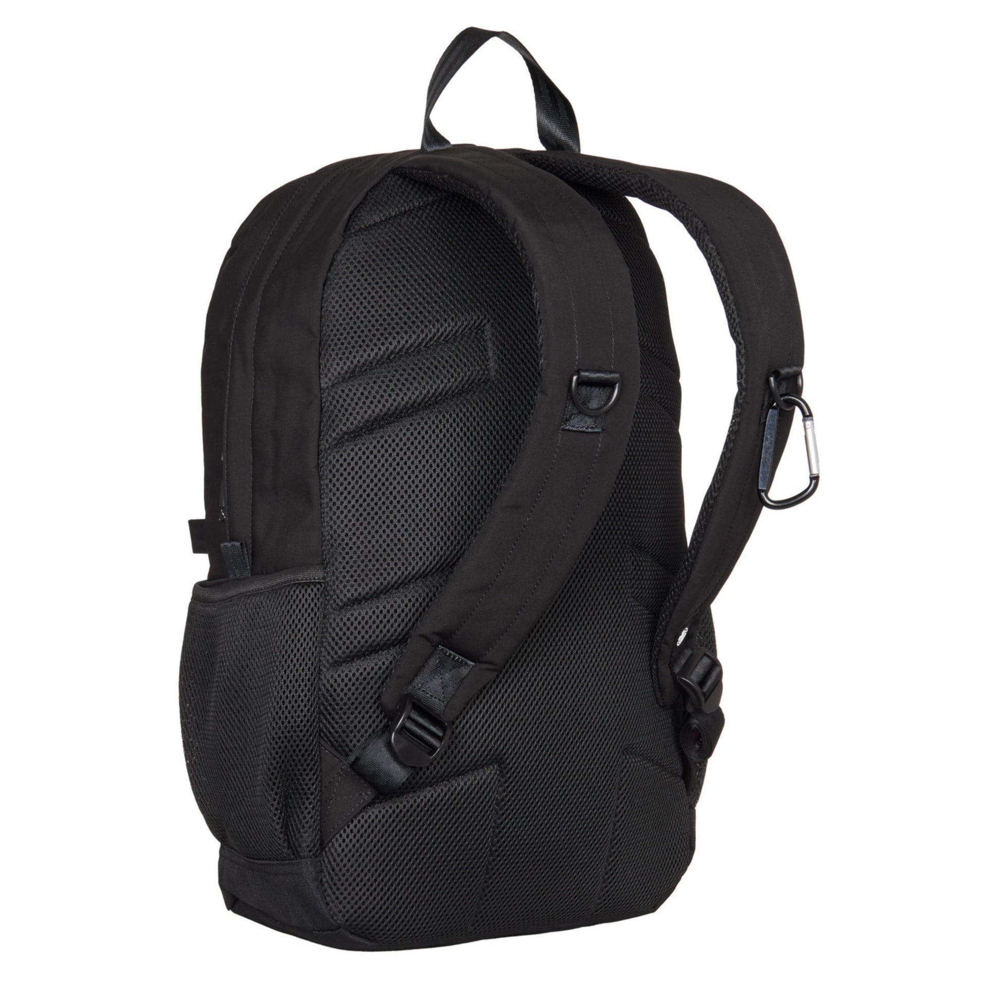 Mochila unissexo Element Outer em Flint Black. Foto da parte de trás a 3/4.