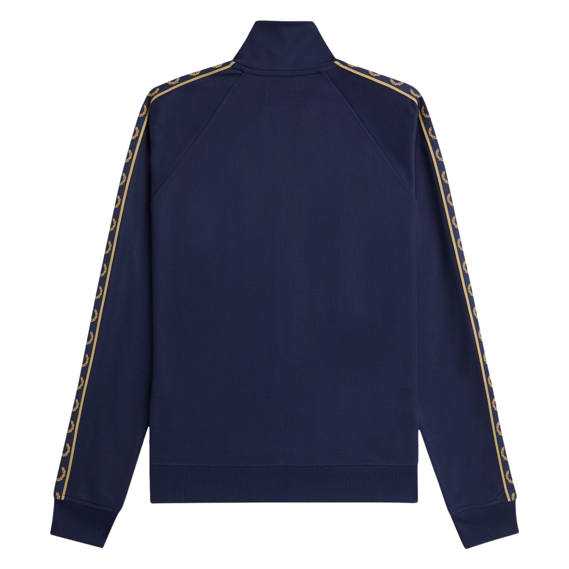 Casaco de fato de treino para homem Fred Perry Contrast Tape em Azul Tennis/Champagne. Foto da parte de trás.