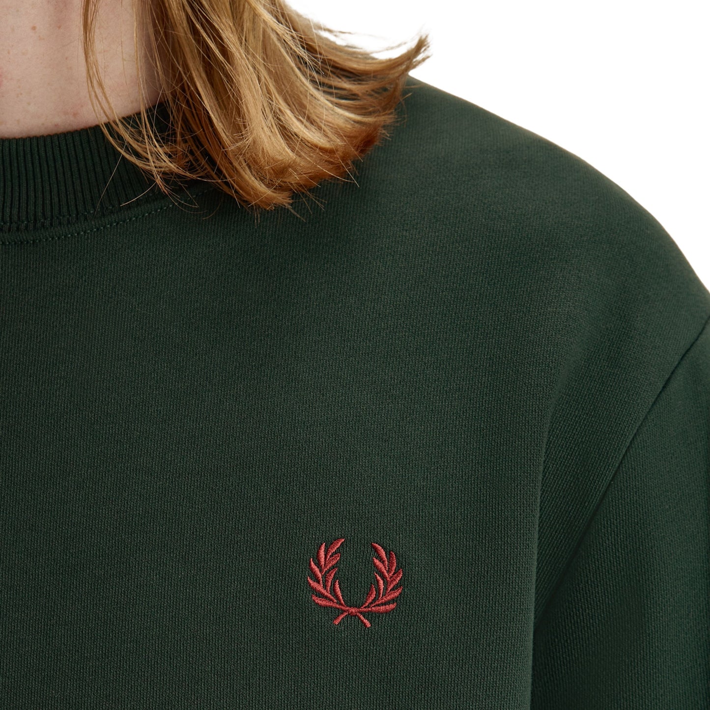Sweat para homem Fred Perry Crew Neck em Grassroots/Azul Stockport/Oxblood
