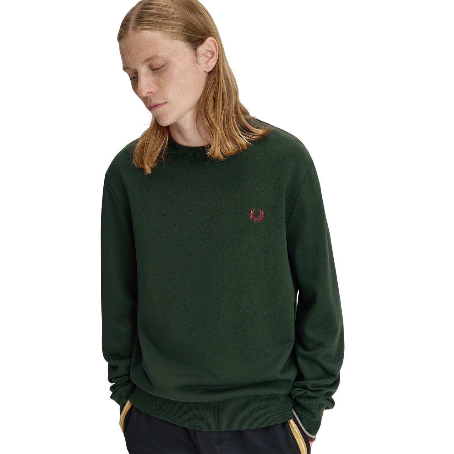 Sweat para homem Fred Perry Crew Neck em Grassroots/Azul Stockport/Oxblood