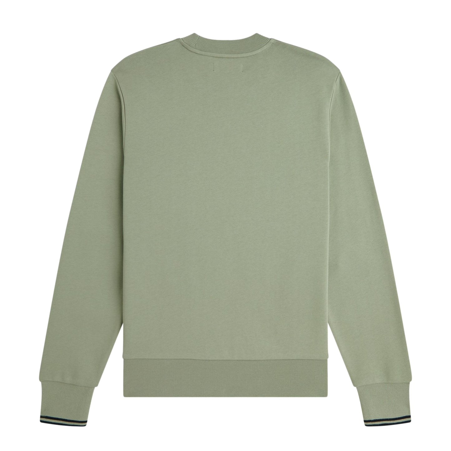 Sweat para homem Fred Perry Crew Neck em Seagrass/Preto. Foto da parte de trás.