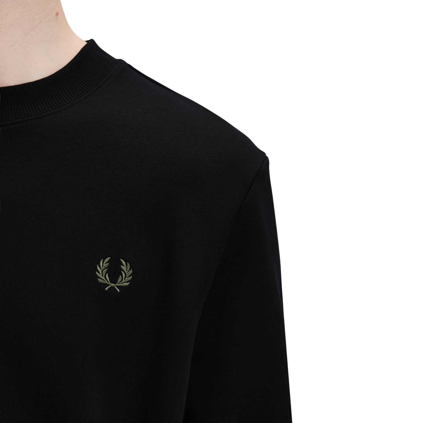 Fred Perry Crew Neck Sweatshirt for men in Black / Ecru / Laurel Wreath Green