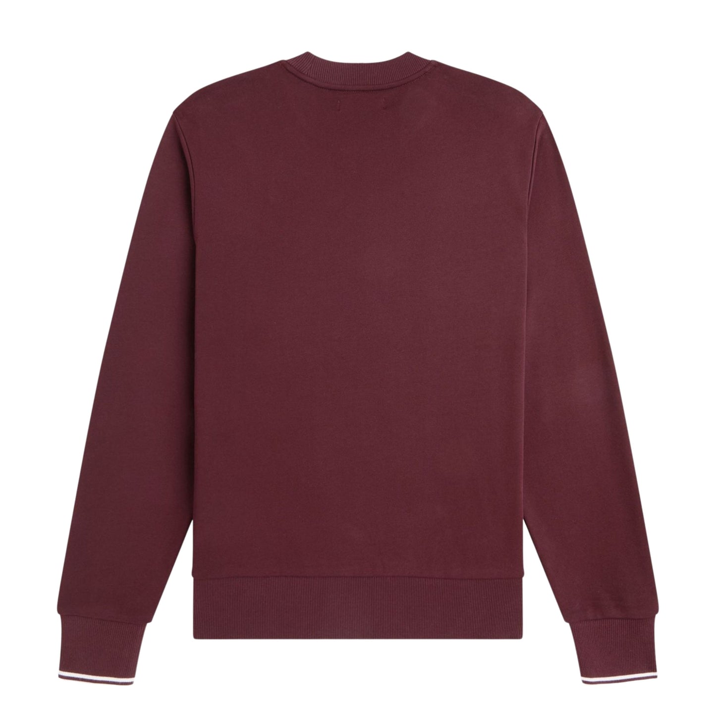 Sweat para homem Fred Perry Crew Neck em Oxblood/Ecru. Foto da parte de trás.